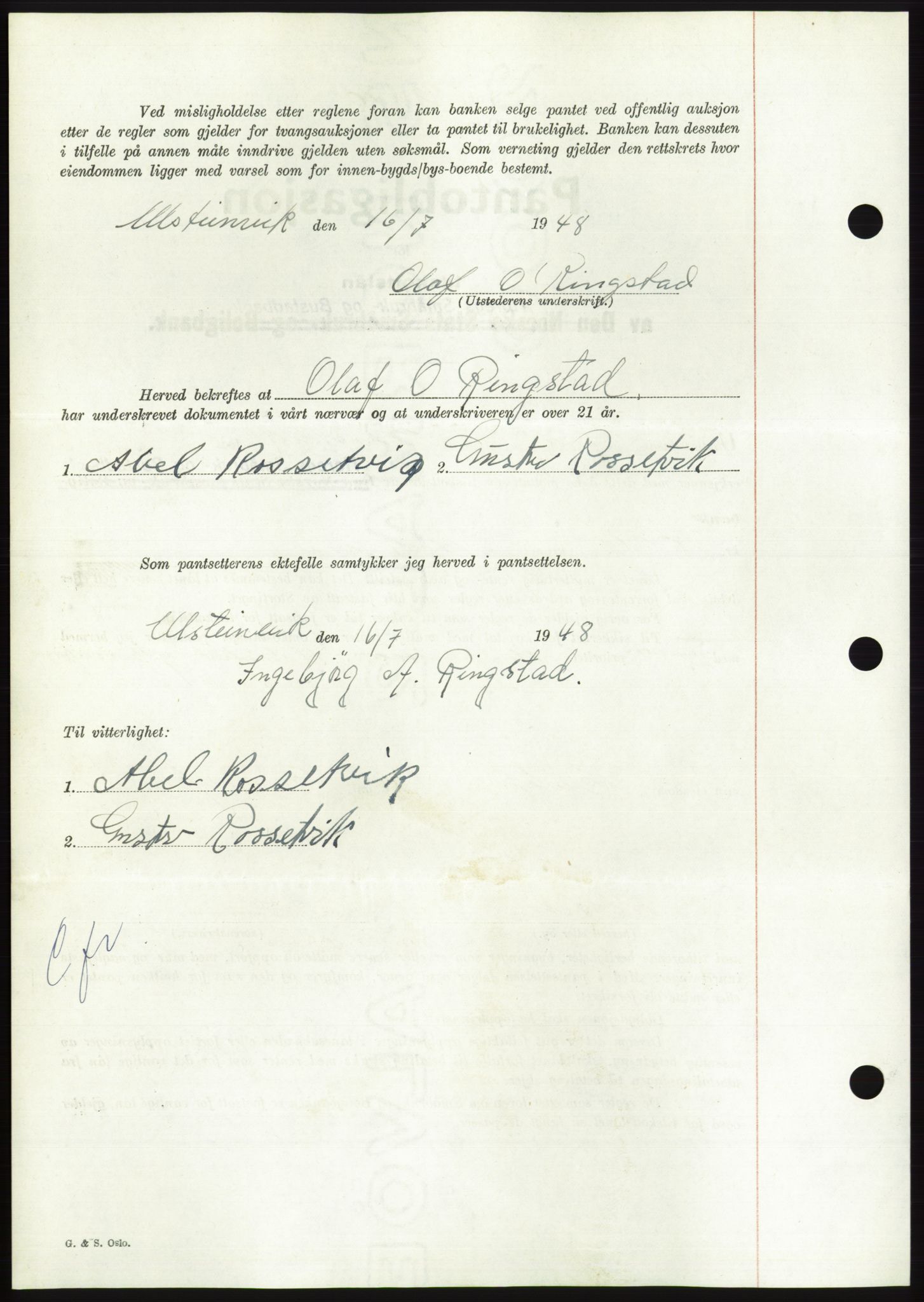 Søre Sunnmøre sorenskriveri, AV/SAT-A-4122/1/2/2C/L0116: Pantebok nr. 4B, 1948-1949, Dagboknr: 1010/1948