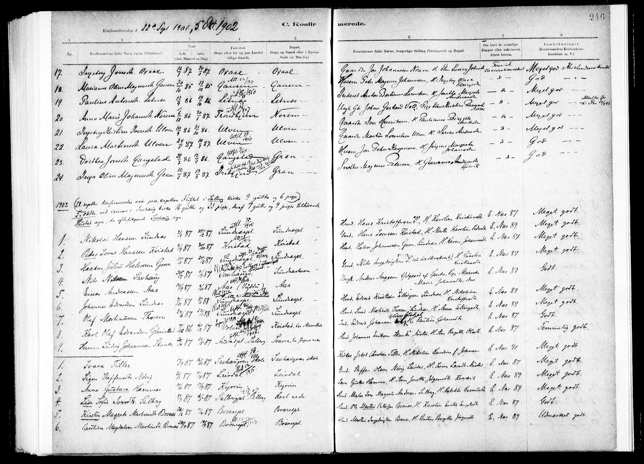 Ministerialprotokoller, klokkerbøker og fødselsregistre - Nord-Trøndelag, SAT/A-1458/730/L0285: Ministerialbok nr. 730A10, 1879-1914, s. 246