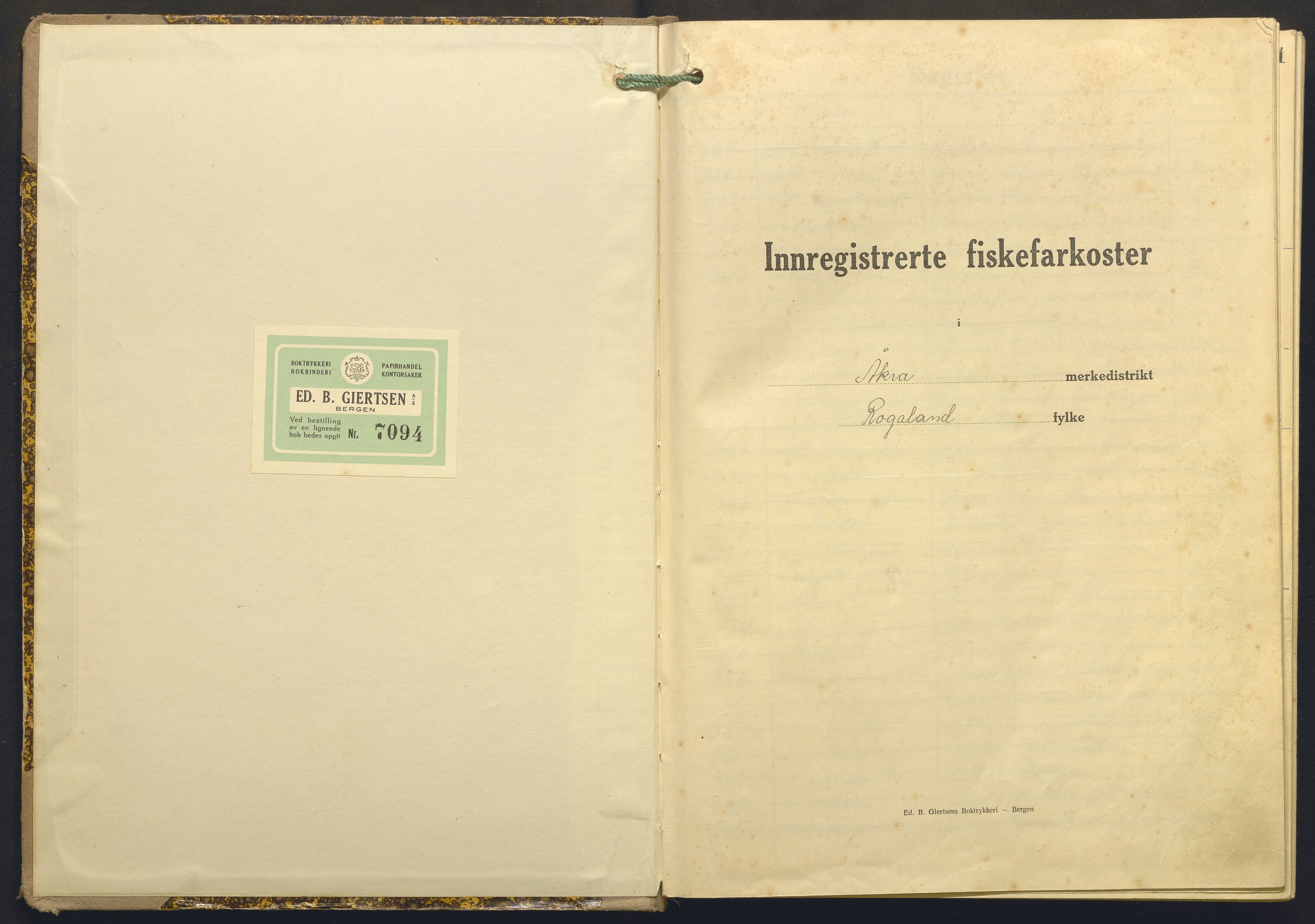Fiskeridirektoratet - 1 Adm. ledelse - 13 Båtkontoret, AV/SAB-A-2003/I/Ia/Iai/L0137: 135.0953/4 Merkeprotokoll - Åkra, 1948-1957