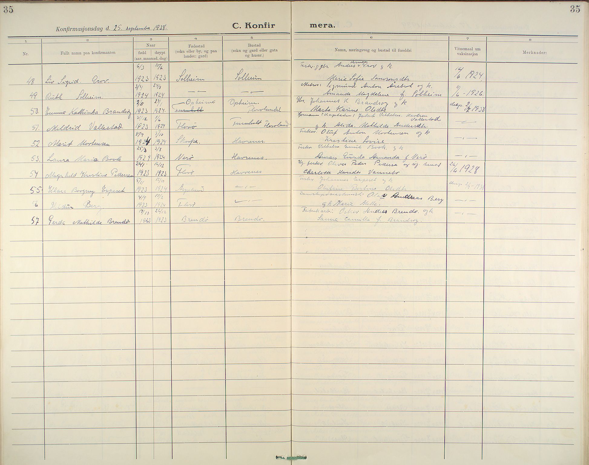 Kinn sokneprestembete, AV/SAB-A-80801/H/Haa/Haab/L0007: Ministerialbok nr. B 7, 1926-1964, s. 35