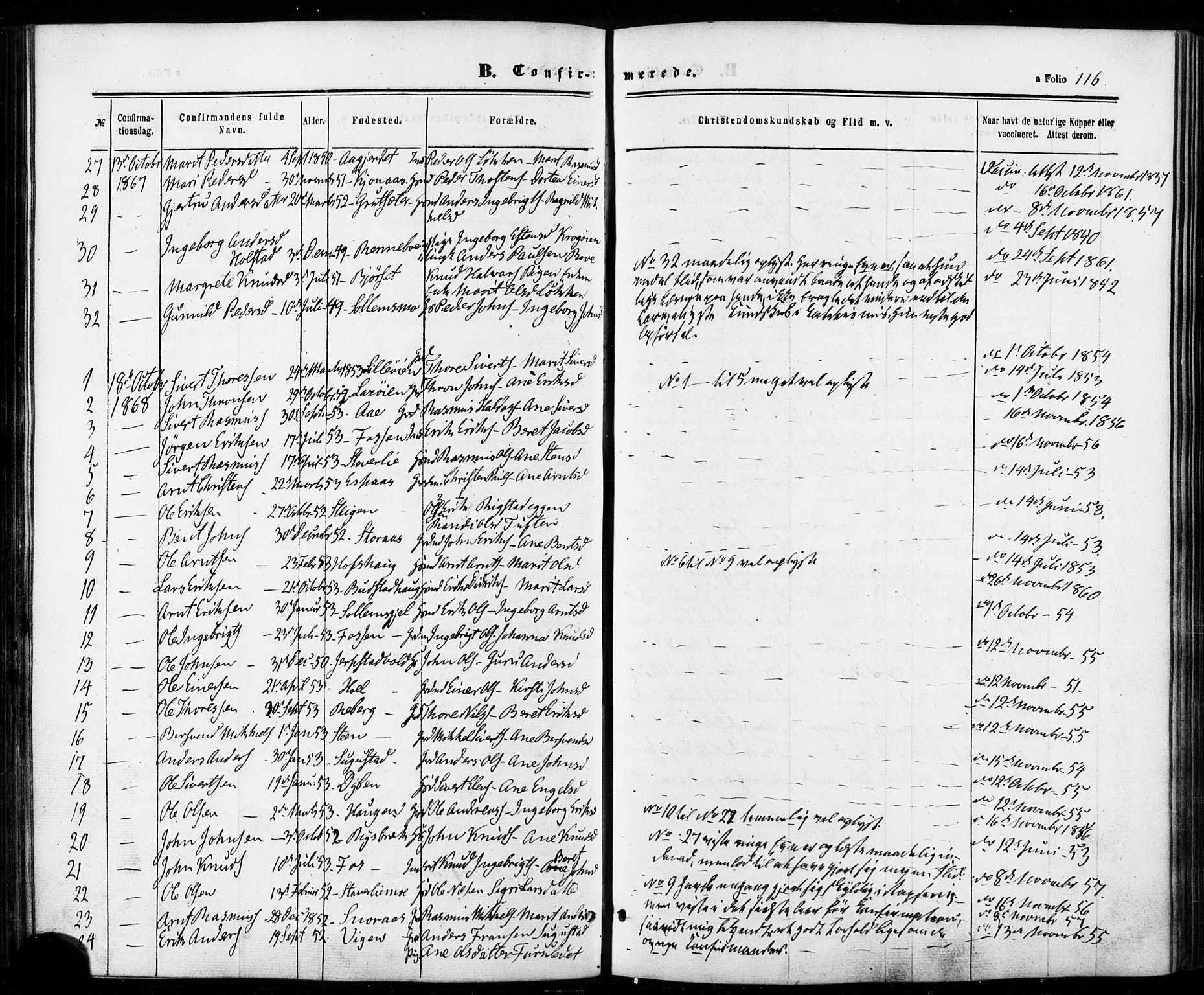 Ministerialprotokoller, klokkerbøker og fødselsregistre - Sør-Trøndelag, AV/SAT-A-1456/672/L0856: Ministerialbok nr. 672A08, 1861-1881, s. 116