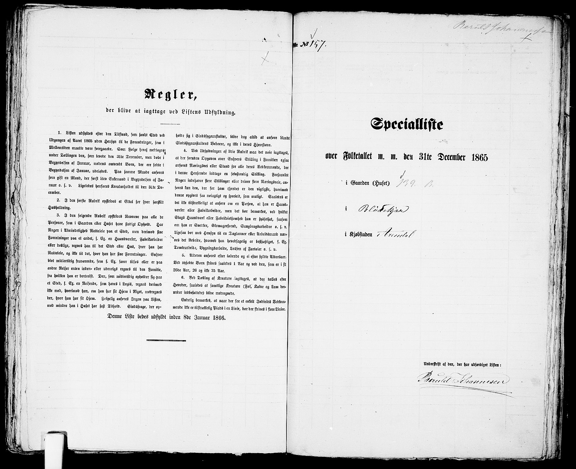 RA, Folketelling 1865 for 0903P Arendal prestegjeld, 1865, s. 319