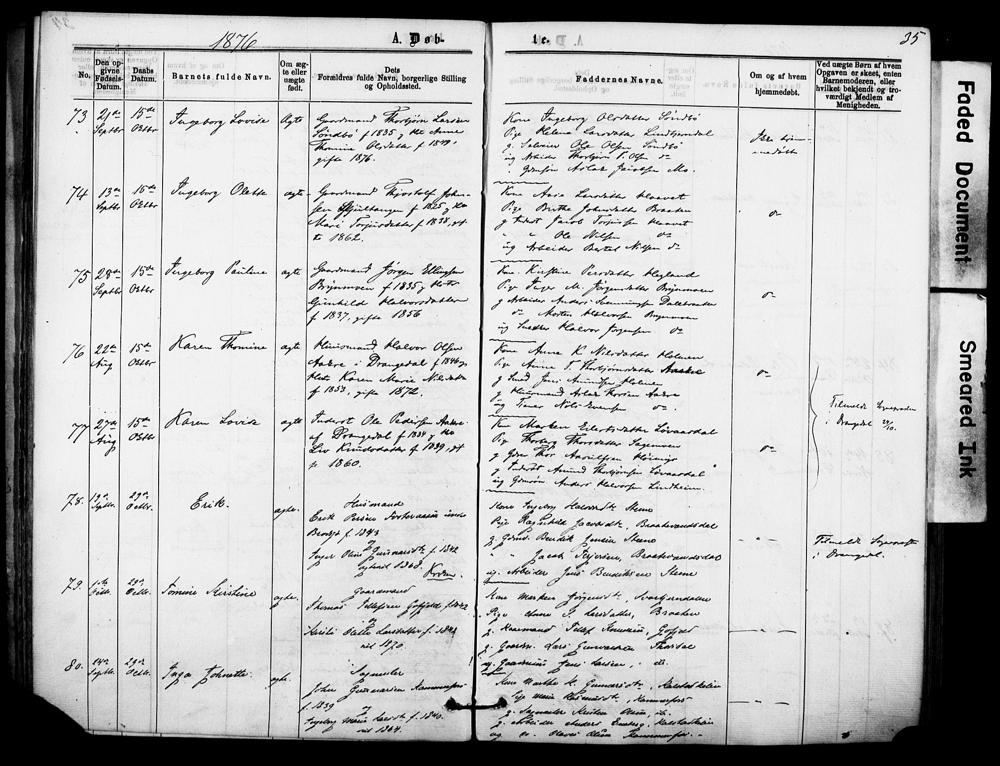 Sannidal kirkebøker, AV/SAKO-A-296/F/Fa/L0014: Ministerialbok nr. 14, 1874-1883, s. 35
