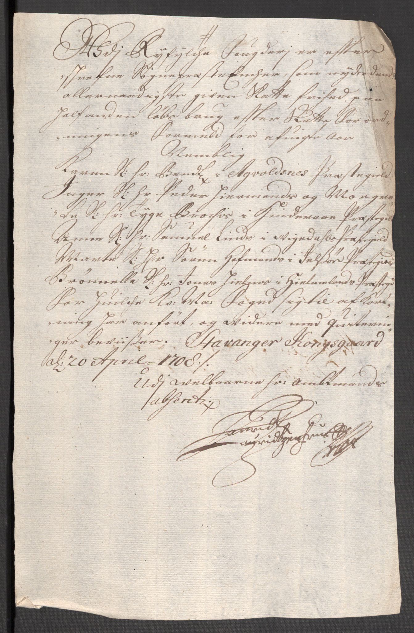 Rentekammeret inntil 1814, Reviderte regnskaper, Fogderegnskap, AV/RA-EA-4092/R47/L2861: Fogderegnskap Ryfylke, 1706-1709, s. 130