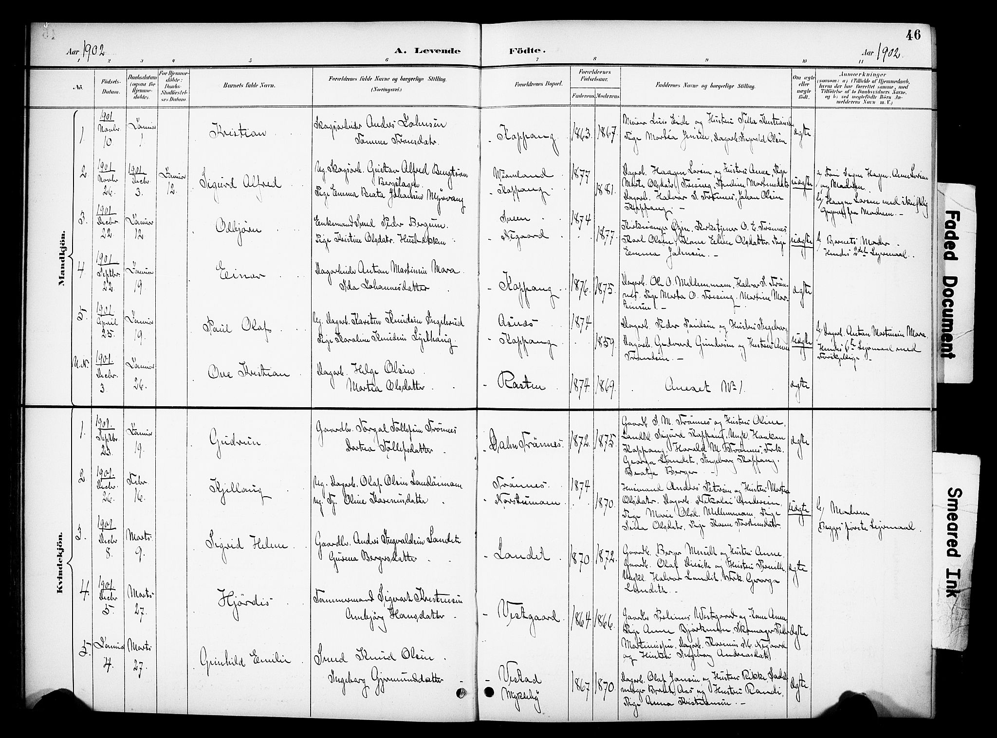 Stor-Elvdal prestekontor, SAH/PREST-052/H/Ha/Hab/L0003: Klokkerbok nr. 3, 1895-1917, s. 46