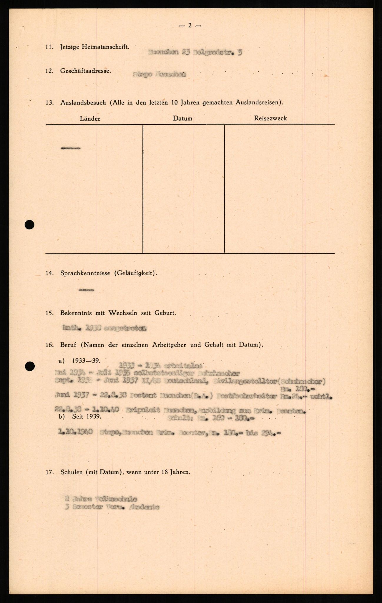 Forsvaret, Forsvarets overkommando II, RA/RAFA-3915/D/Db/L0011: CI Questionaires. Tyske okkupasjonsstyrker i Norge. Tyskere., 1945-1946, s. 297