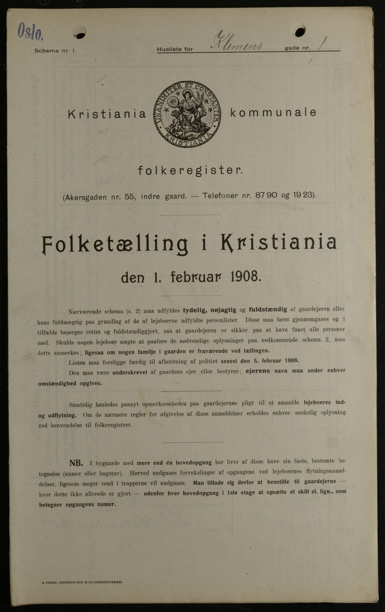 OBA, Kommunal folketelling 1.2.1908 for Kristiania kjøpstad, 1908, s. 11981