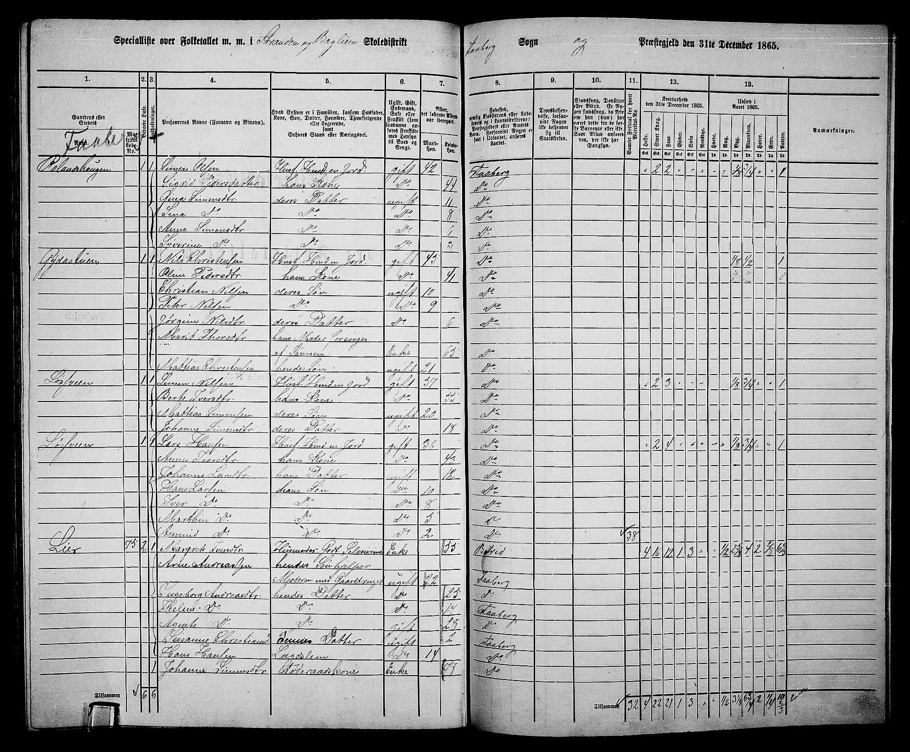 RA, Folketelling 1865 for 0524L Fåberg prestegjeld, Fåberg sokn og Lillehammer landsokn, 1865, s. 247