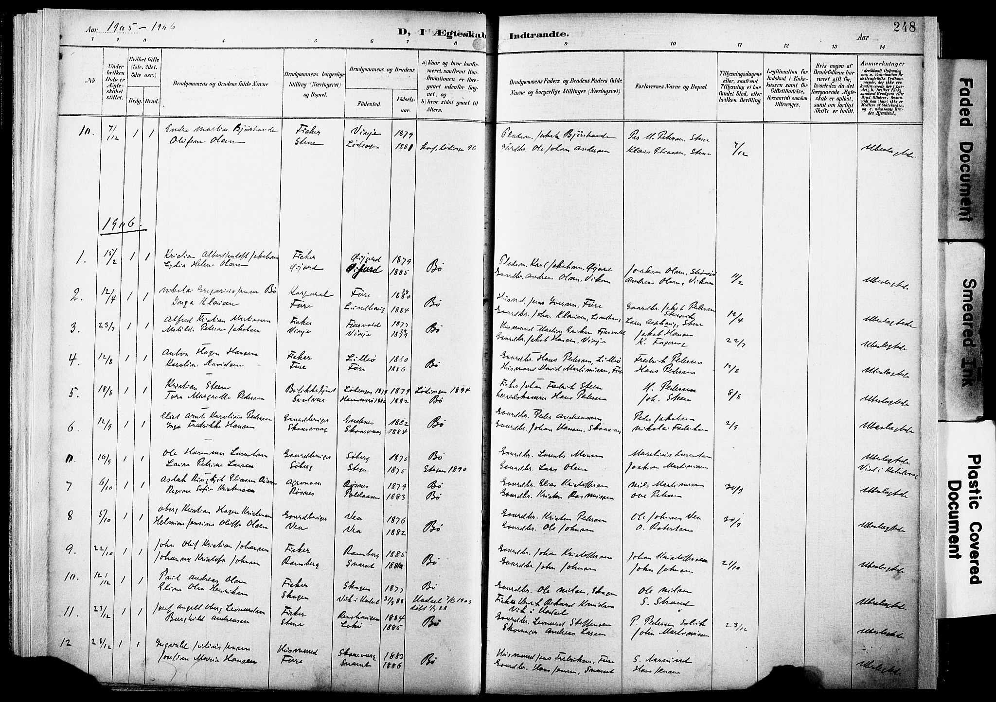 Ministerialprotokoller, klokkerbøker og fødselsregistre - Nordland, SAT/A-1459/891/L1305: Ministerialbok nr. 891A10, 1895-1921, s. 248