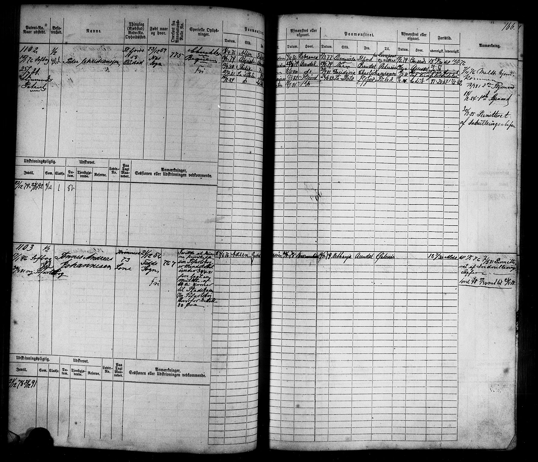 Flekkefjord mønstringskrets, AV/SAK-2031-0018/F/Fb/L0009: Hovedrulle nr 771-1533, Æ-6, 1868-1900, s. 169