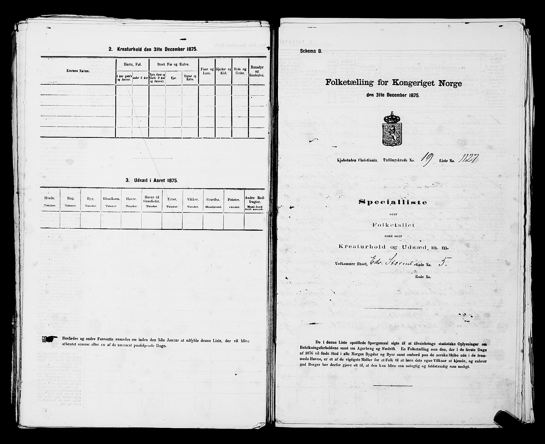 RA, Folketelling 1875 for 0301 Kristiania kjøpstad, 1875, s. 3540