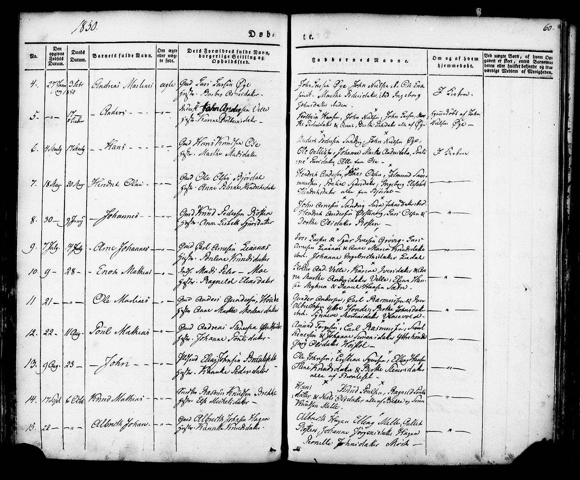 Ministerialprotokoller, klokkerbøker og fødselsregistre - Møre og Romsdal, AV/SAT-A-1454/513/L0174: Ministerialbok nr. 513A01, 1831-1855, s. 60