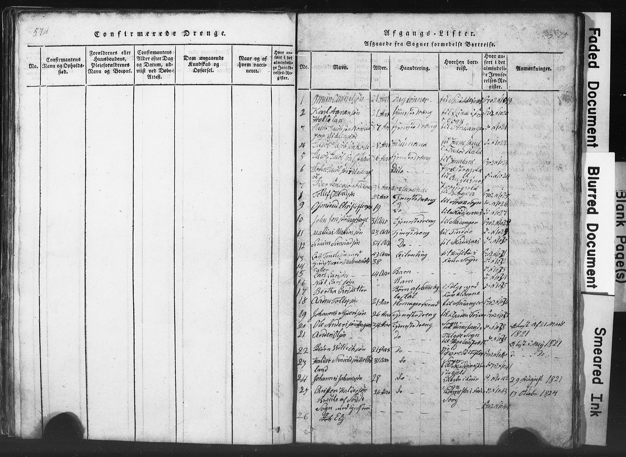 Rennesøy sokneprestkontor, SAST/A -101827/H/Ha/Hab/L0001: Klokkerbok nr. B 1, 1816-1841, s. 574-575