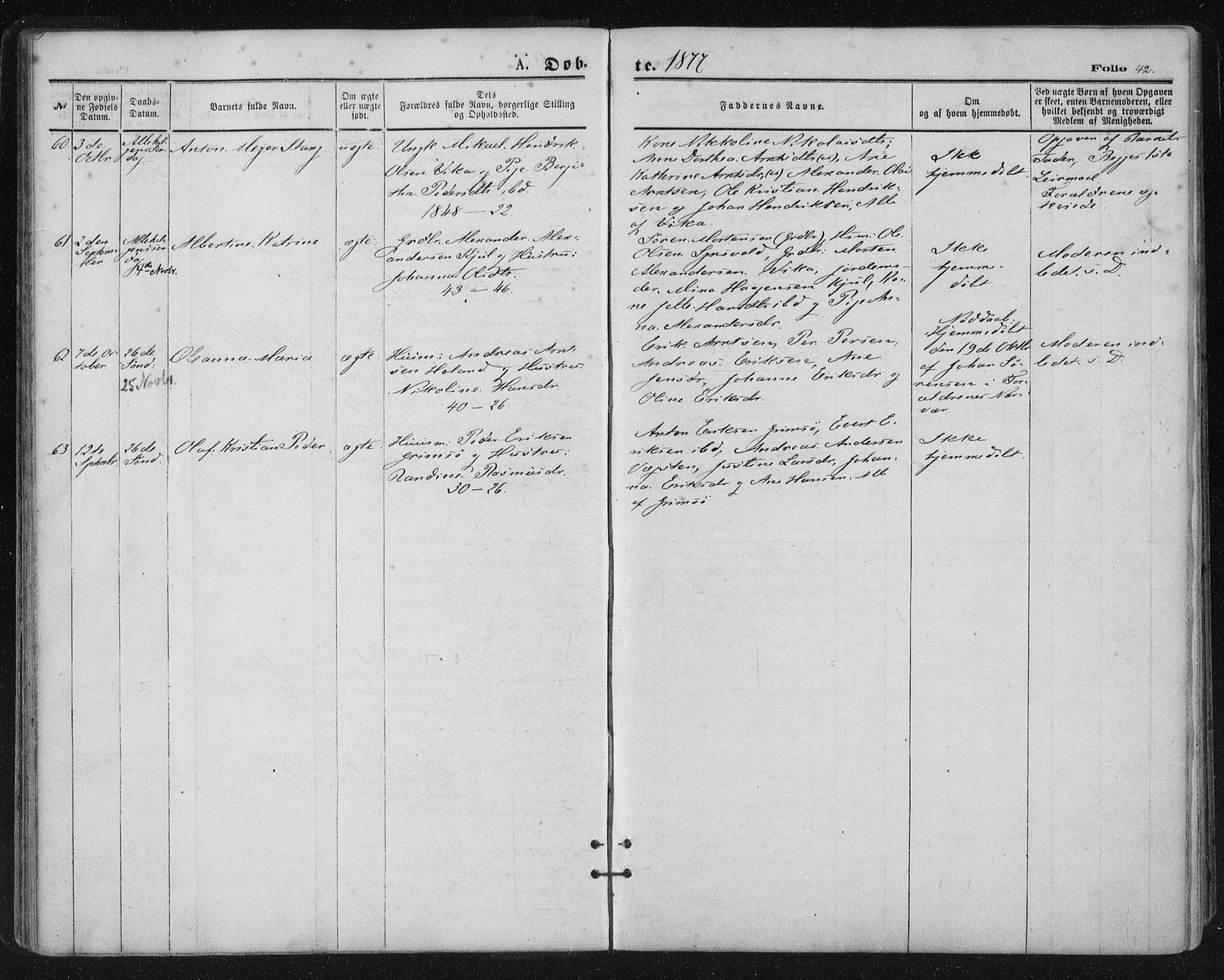 Ministerialprotokoller, klokkerbøker og fødselsregistre - Nordland, SAT/A-1459/816/L0241: Ministerialbok nr. 816A07, 1870-1885, s. 42