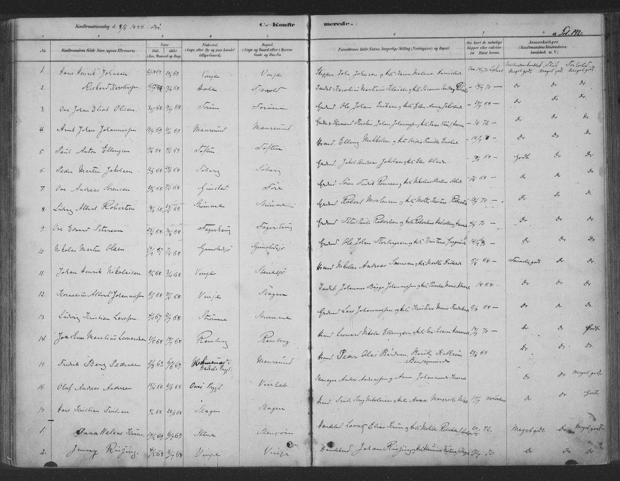 Ministerialprotokoller, klokkerbøker og fødselsregistre - Nordland, AV/SAT-A-1459/891/L1302: Ministerialbok nr. 891A07, 1878-1895, s. 192