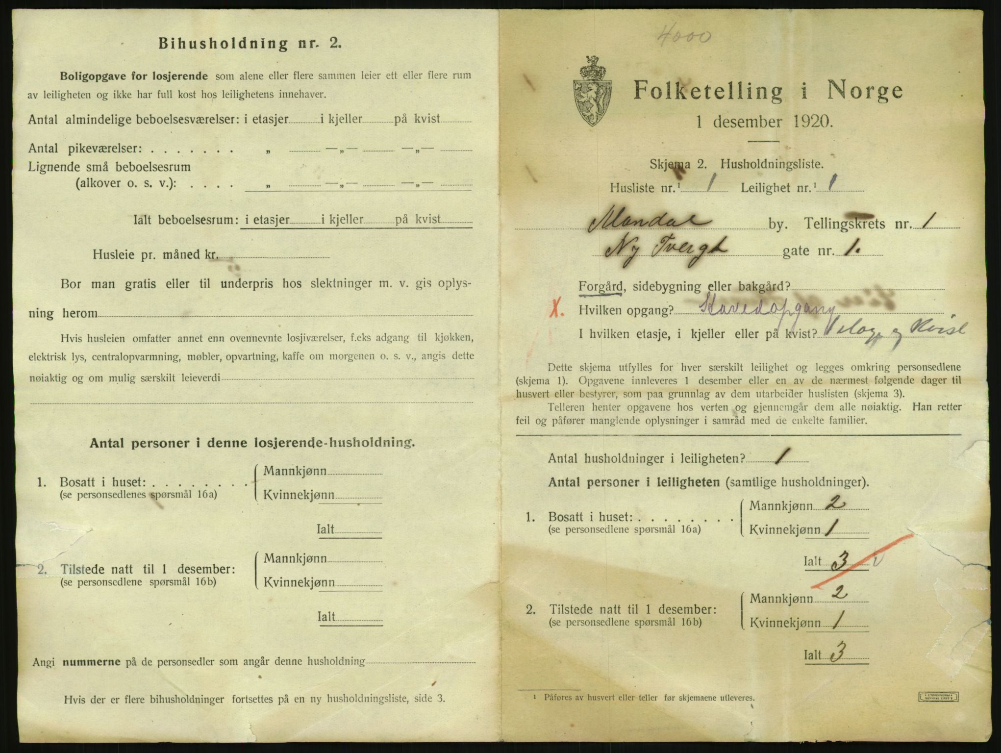 SAK, Folketelling 1920 for 1002 Mandal ladested, 1920, s. 1429