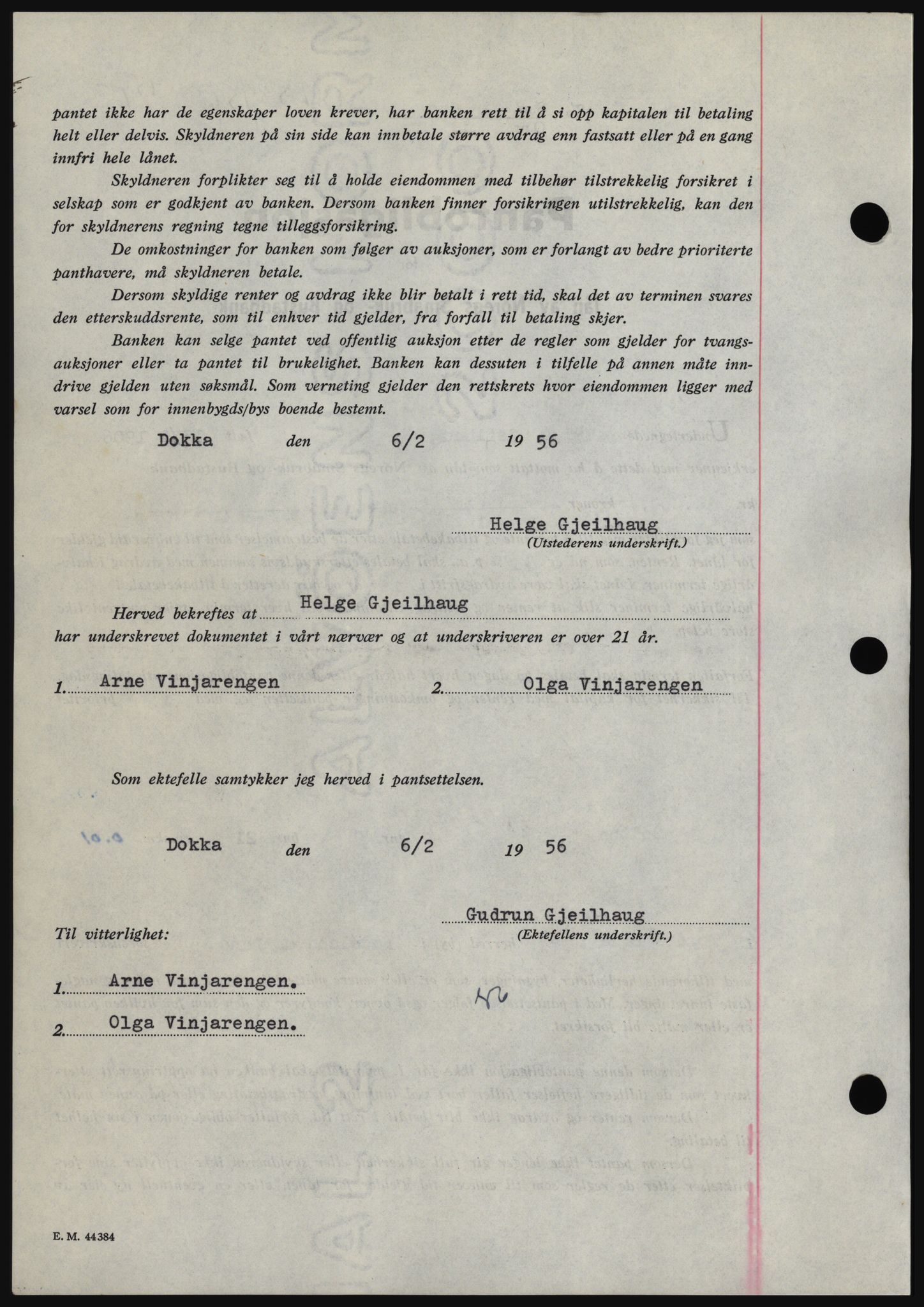 Hadeland og Land tingrett, SAH/TING-010/H/Hb/Hbc/L0034: Pantebok nr. B34, 1956-1956, Dagboknr: 1238/1956