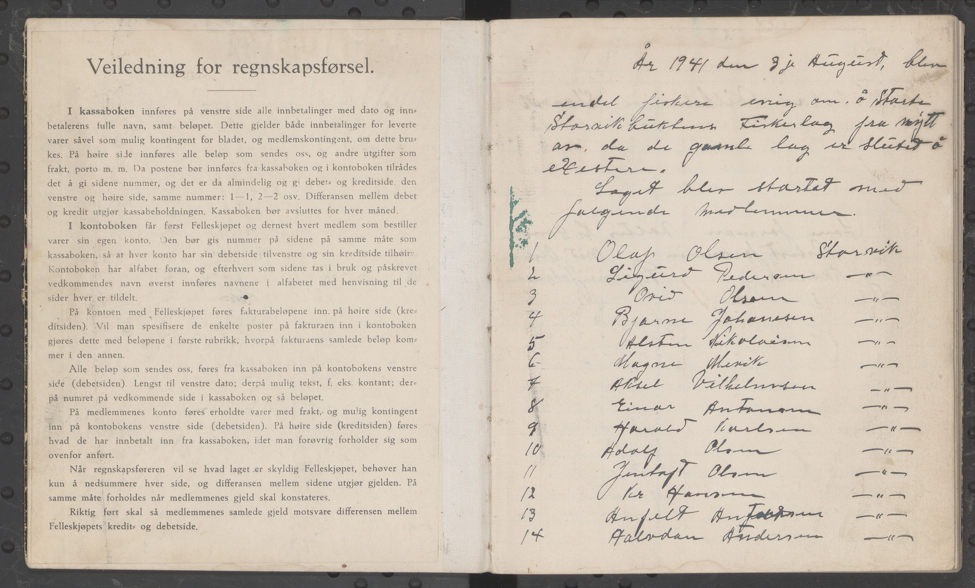 Storvikbugtens fiskarlag, AIN/NA210/100/L0002: Forhandlingsbok, 1941-1974