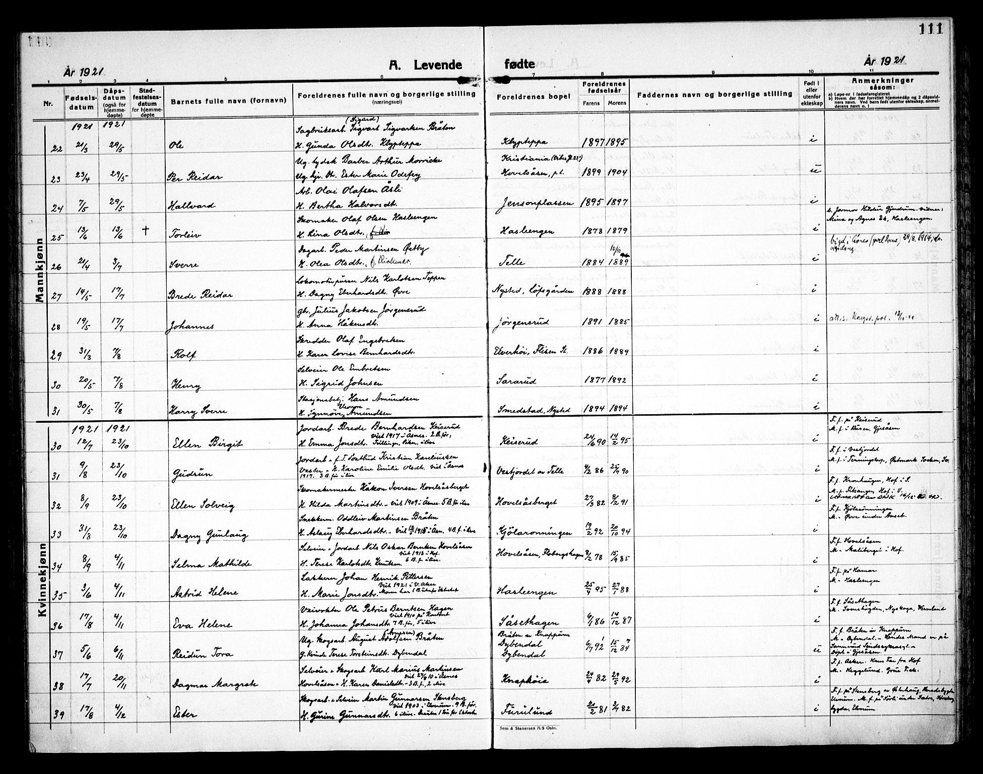 Åsnes prestekontor, AV/SAH-PREST-042/H/Ha/Haa/L0000C: Ministerialbok nr. 0A, 1890-1929, s. 111