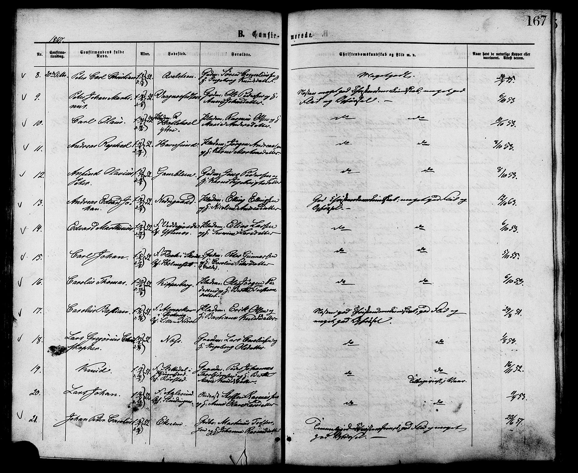 Ministerialprotokoller, klokkerbøker og fødselsregistre - Møre og Romsdal, SAT/A-1454/528/L0399: Ministerialbok nr. 528A10, 1864-1879, s. 167