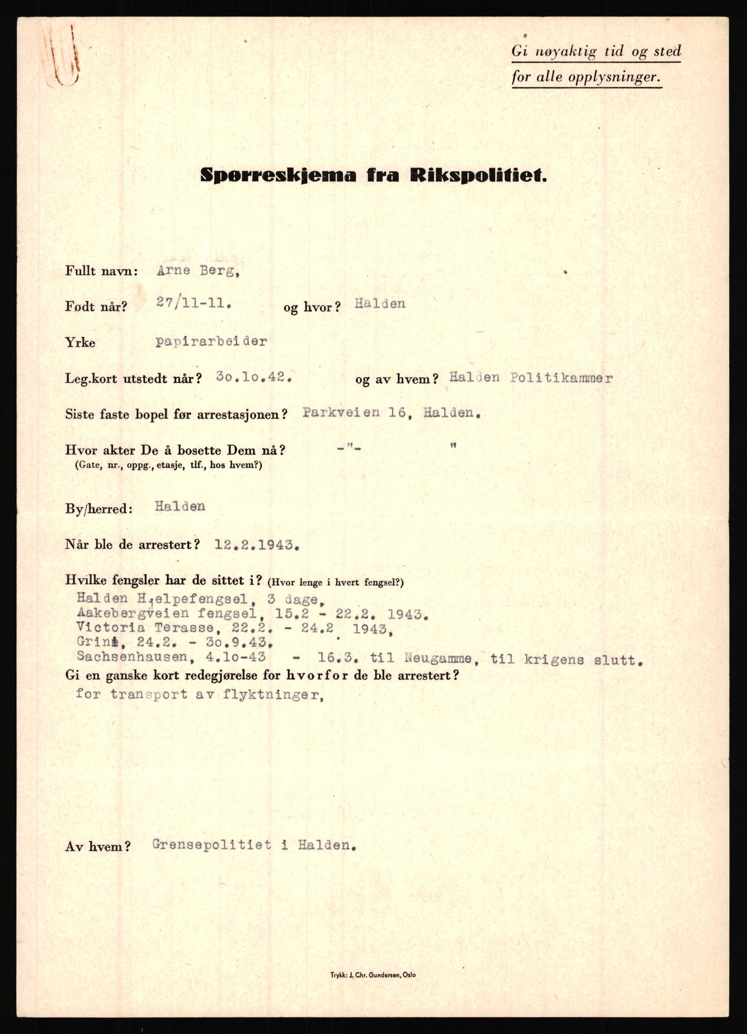 Rikspolitisjefen, AV/RA-S-1560/L/L0002: Berg, Alf - Bråthen, Thorleif, 1940-1945, s. 5