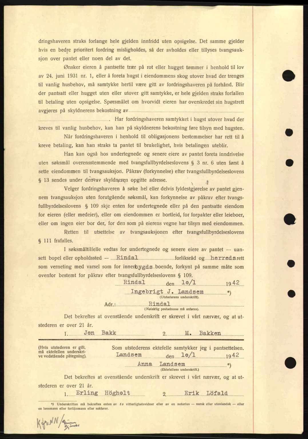 Nordmøre sorenskriveri, AV/SAT-A-4132/1/2/2Ca: Pantebok nr. B88, 1941-1942, Dagboknr: 475/1942