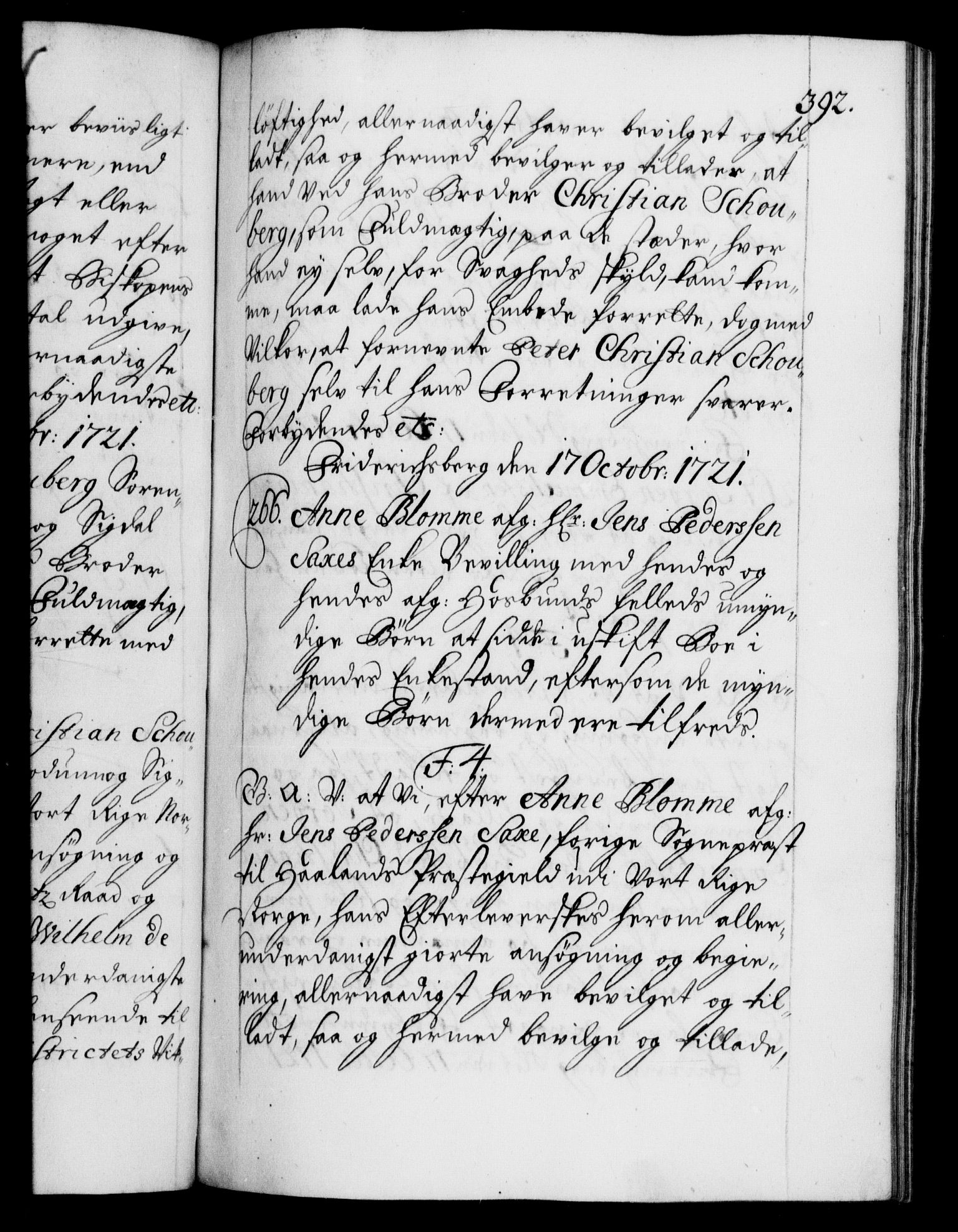 Danske Kanselli 1572-1799, AV/RA-EA-3023/F/Fc/Fca/Fcaa/L0023: Norske registre, 1720-1722, s. 392a