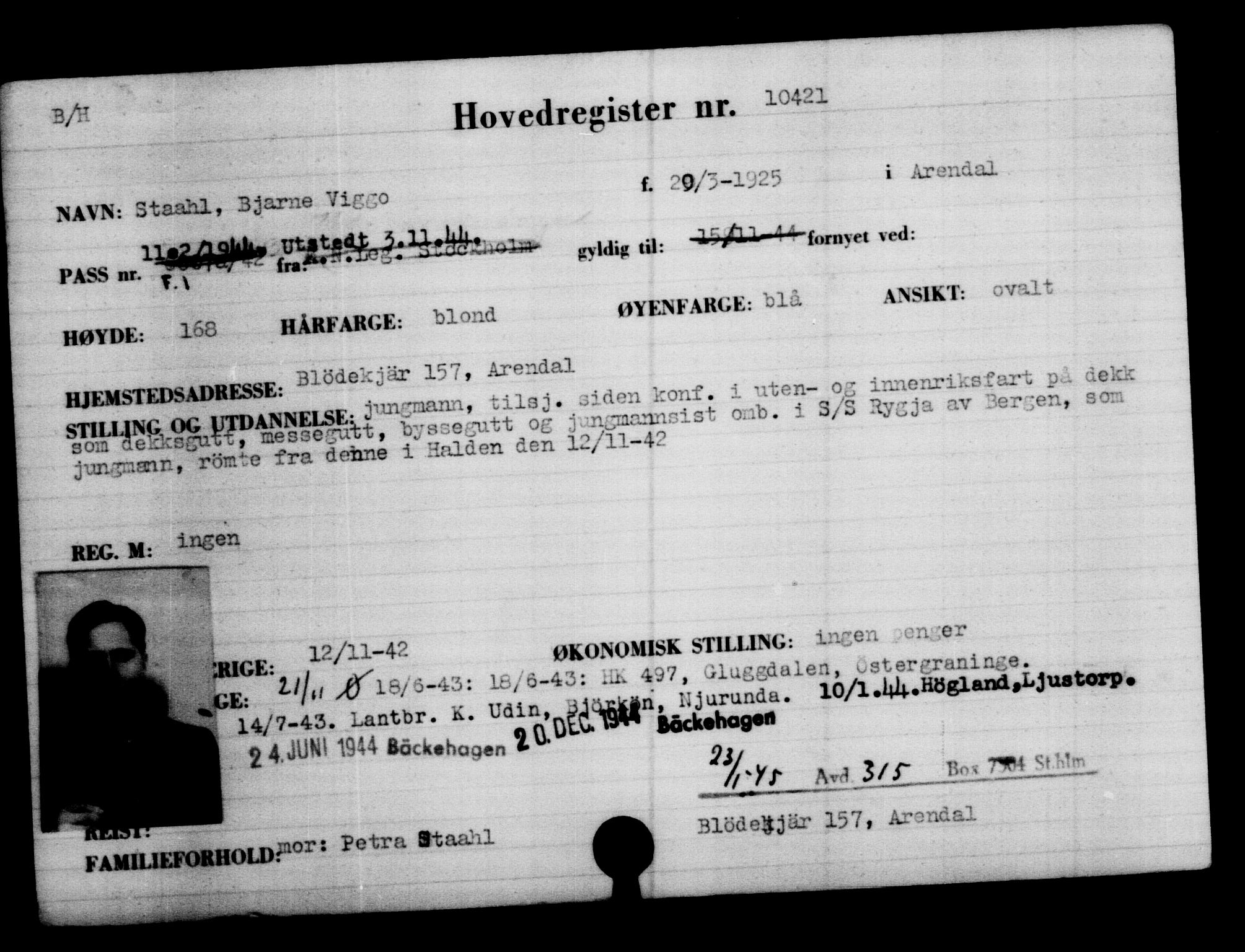 Utenriksstasjonene, Legasjonen i Stockholm, Flyktningkontoret, AV/RA-S-6753/V/Va/L0006: Kjesäterkartoteket, flyktninger med registreringsnr. 9400-12711, 1940-1945, s. 1173