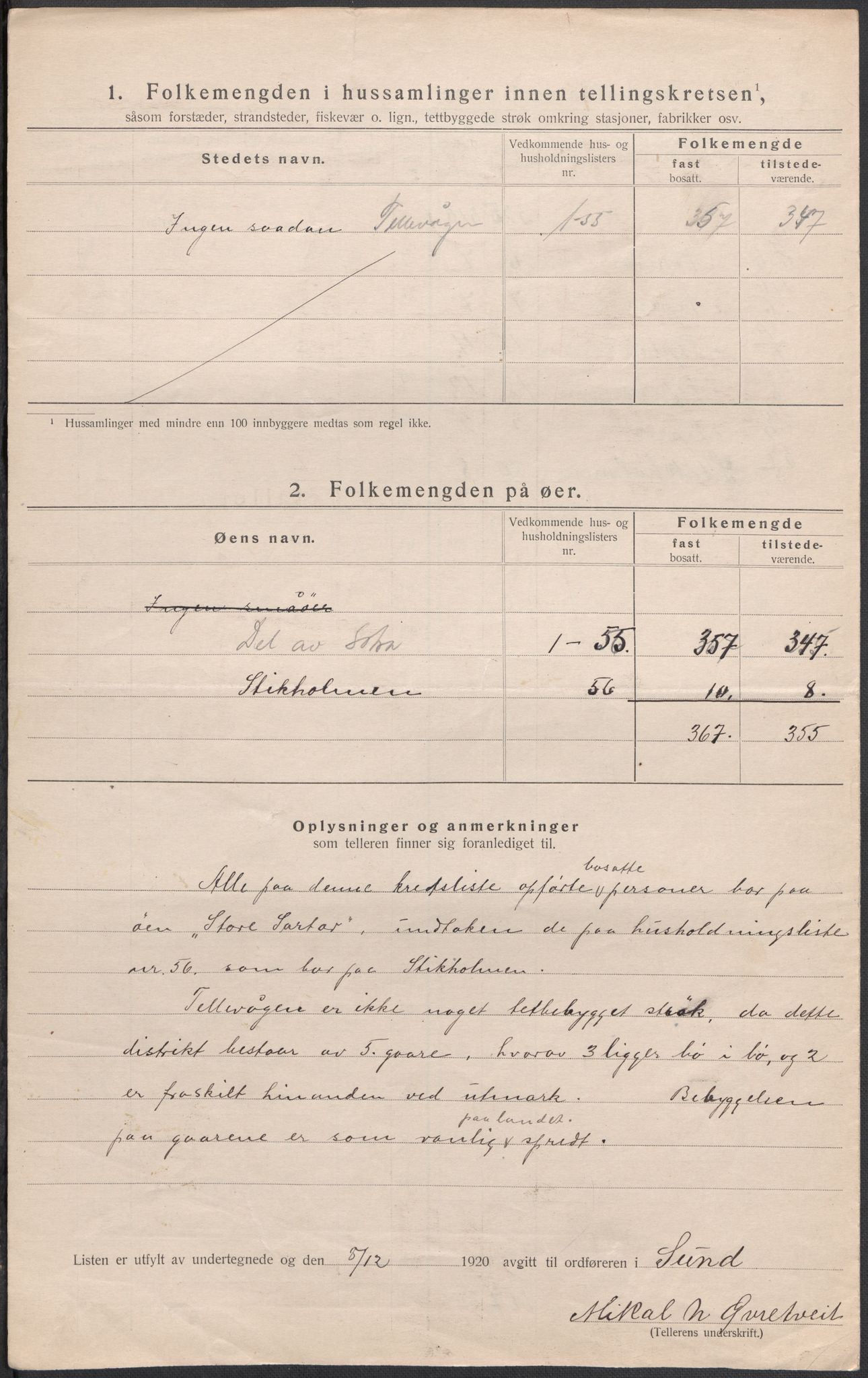 SAB, Folketelling 1920 for 1245 Sund herred, 1920, s. 30