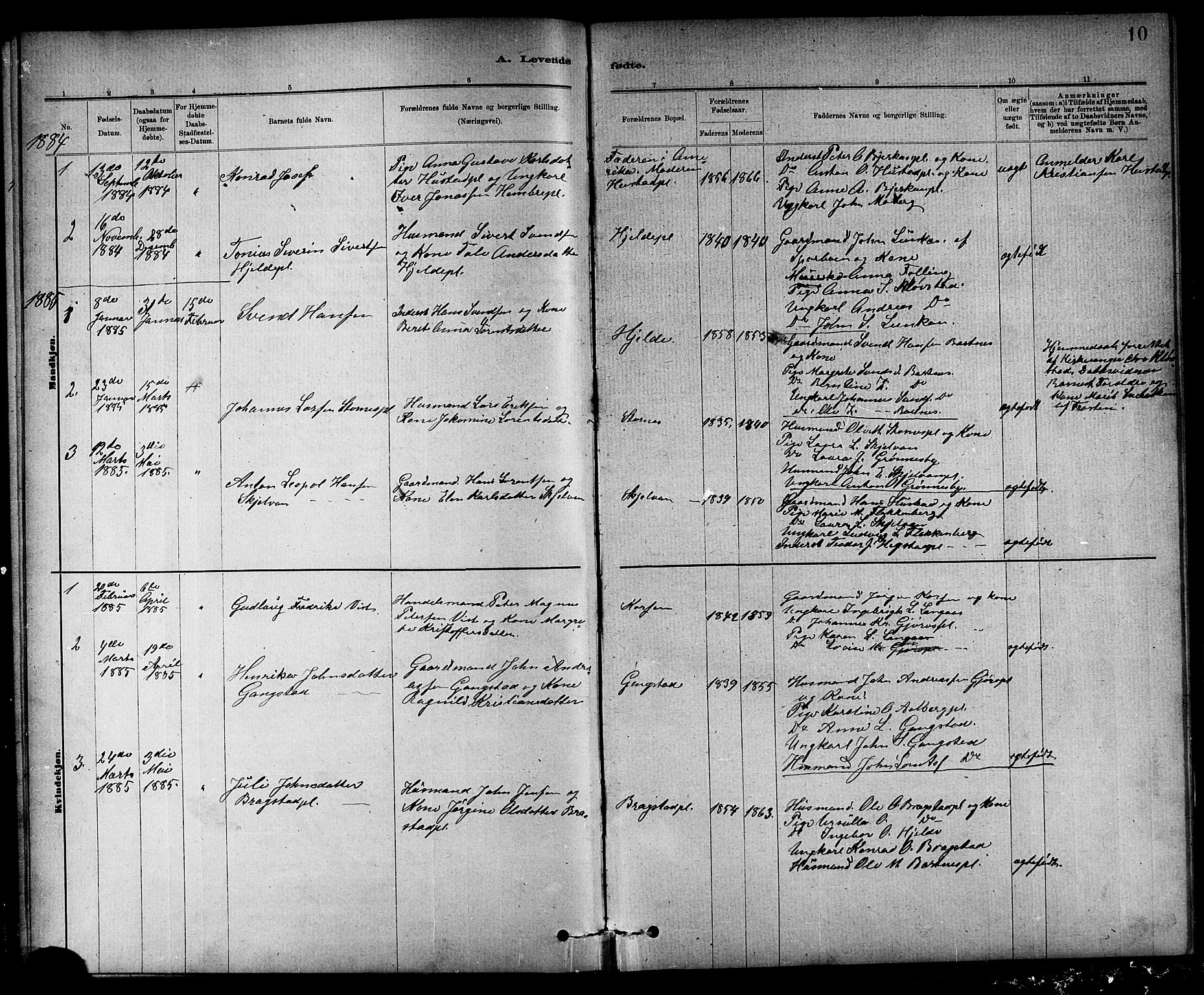 Ministerialprotokoller, klokkerbøker og fødselsregistre - Nord-Trøndelag, AV/SAT-A-1458/732/L0318: Klokkerbok nr. 732C02, 1881-1911, s. 10