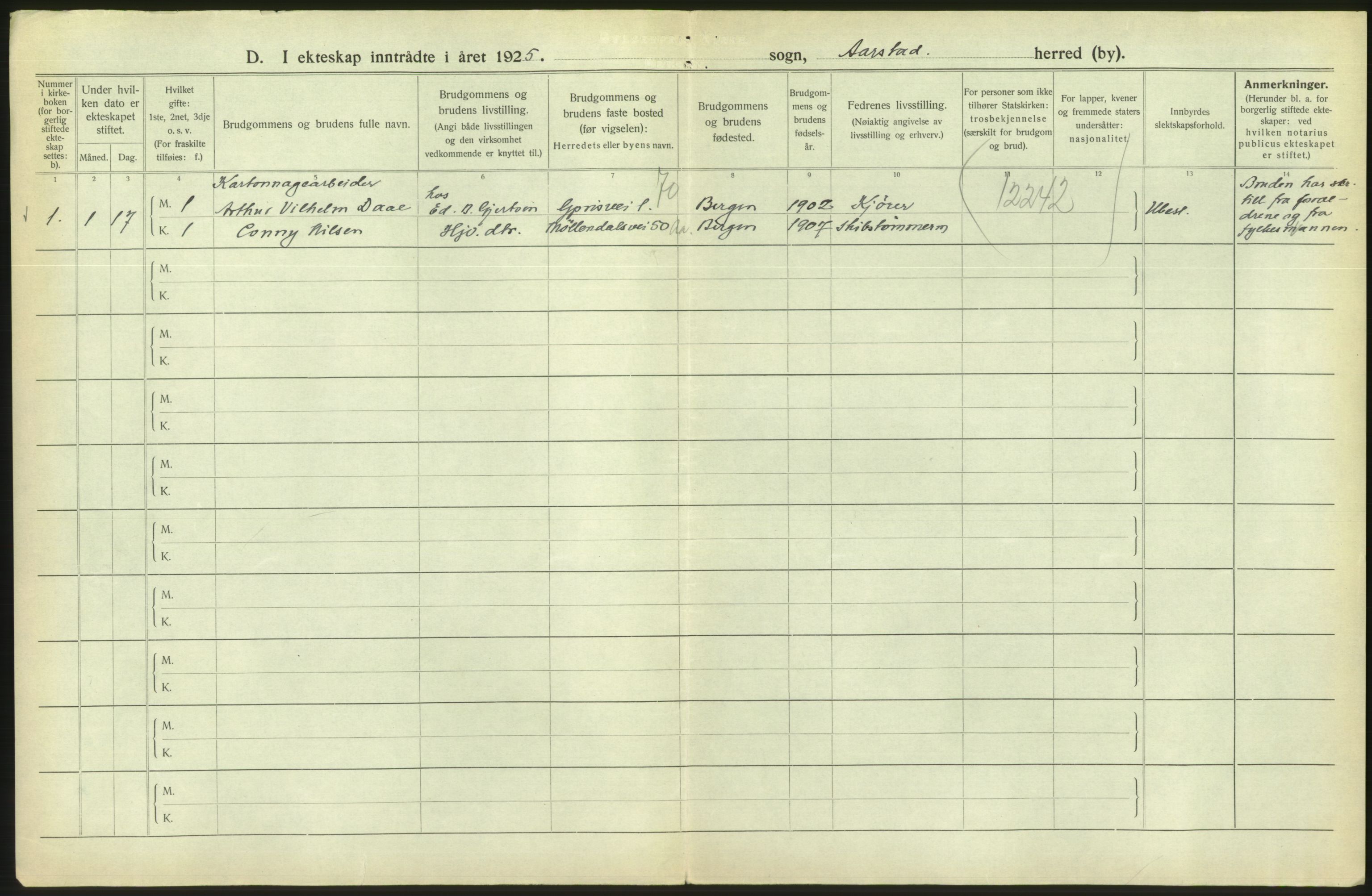 Statistisk sentralbyrå, Sosiodemografiske emner, Befolkning, AV/RA-S-2228/D/Df/Dfc/Dfce/L0029: Bergen: Gifte, døde., 1925, s. 254