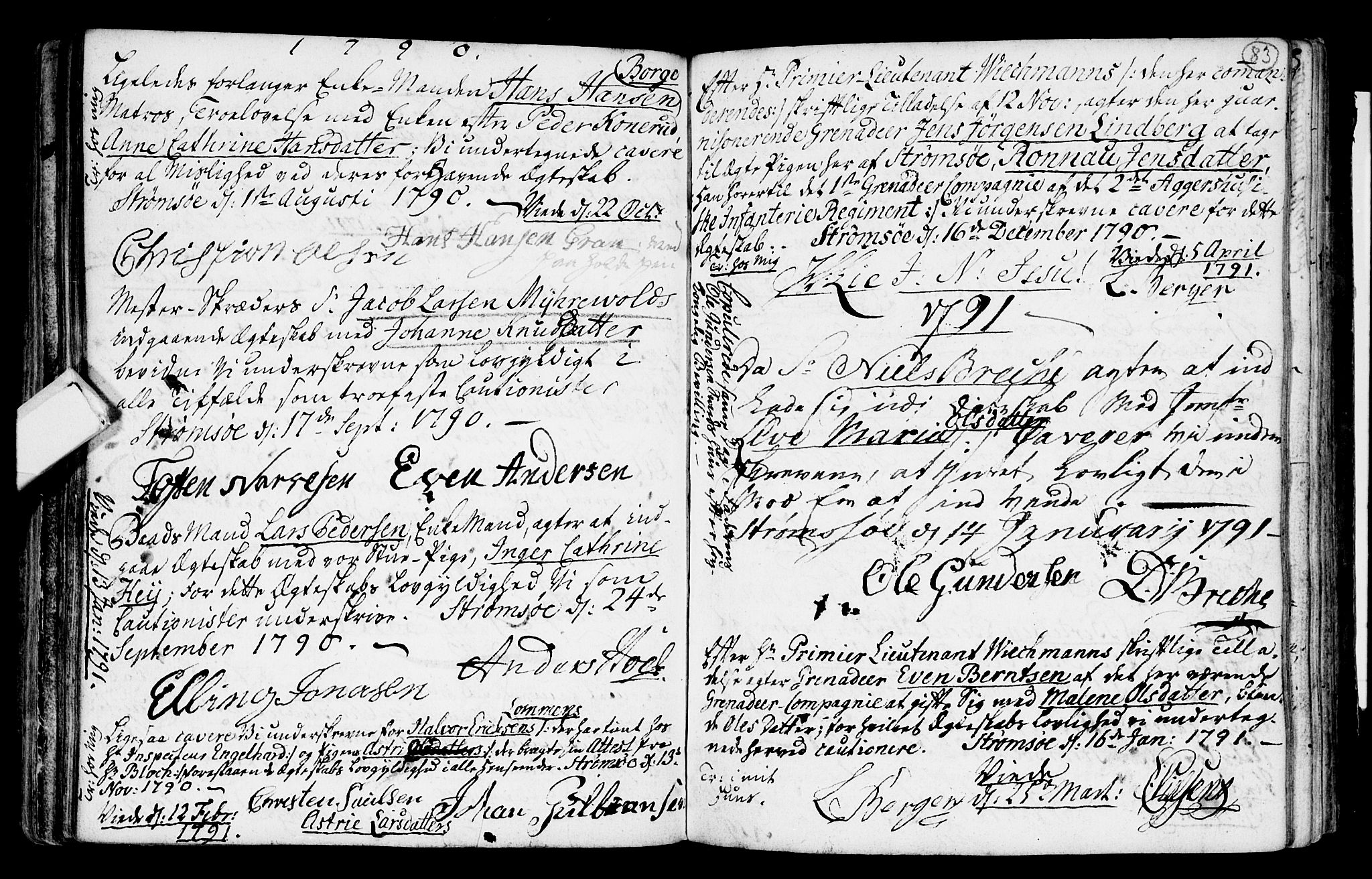 Strømsø kirkebøker, SAKO/A-246/H/Hb/L0001: Forlovererklæringer nr. 1, 1752-1815, s. 83