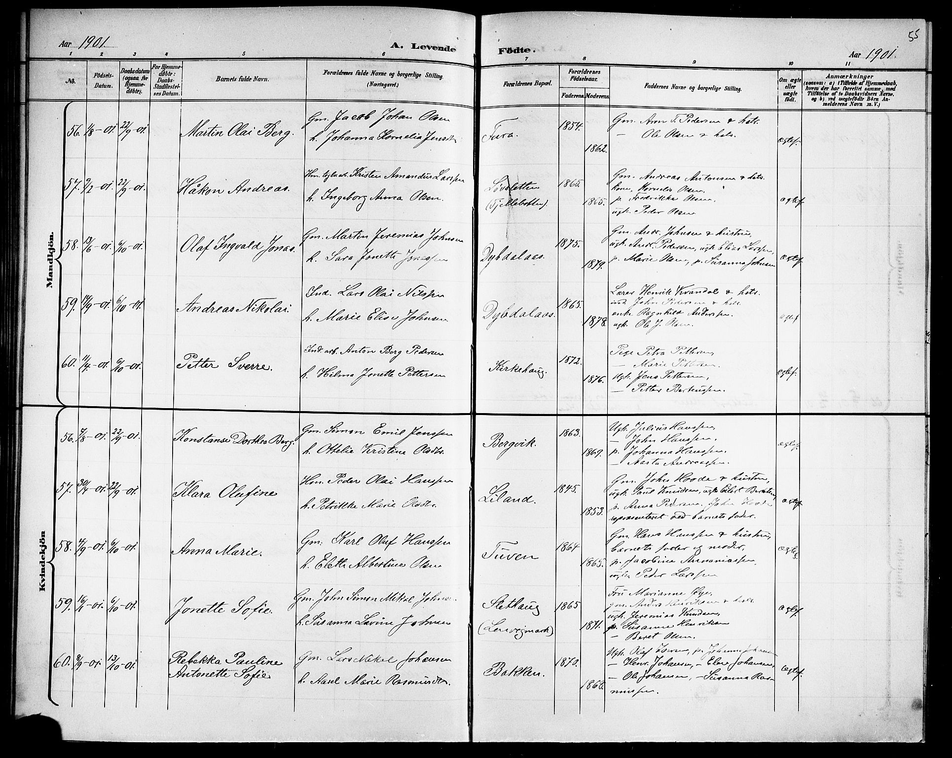 Ministerialprotokoller, klokkerbøker og fødselsregistre - Nordland, AV/SAT-A-1459/863/L0915: Klokkerbok nr. 863C05, 1898-1907, s. 55