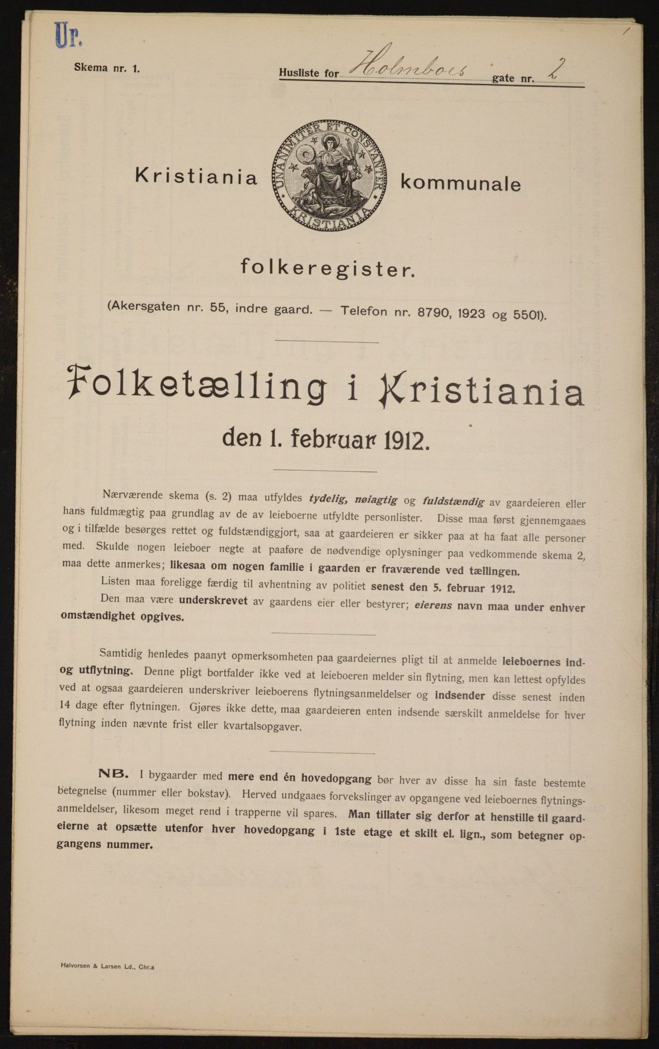 OBA, Kommunal folketelling 1.2.1912 for Kristiania, 1912, s. 41168