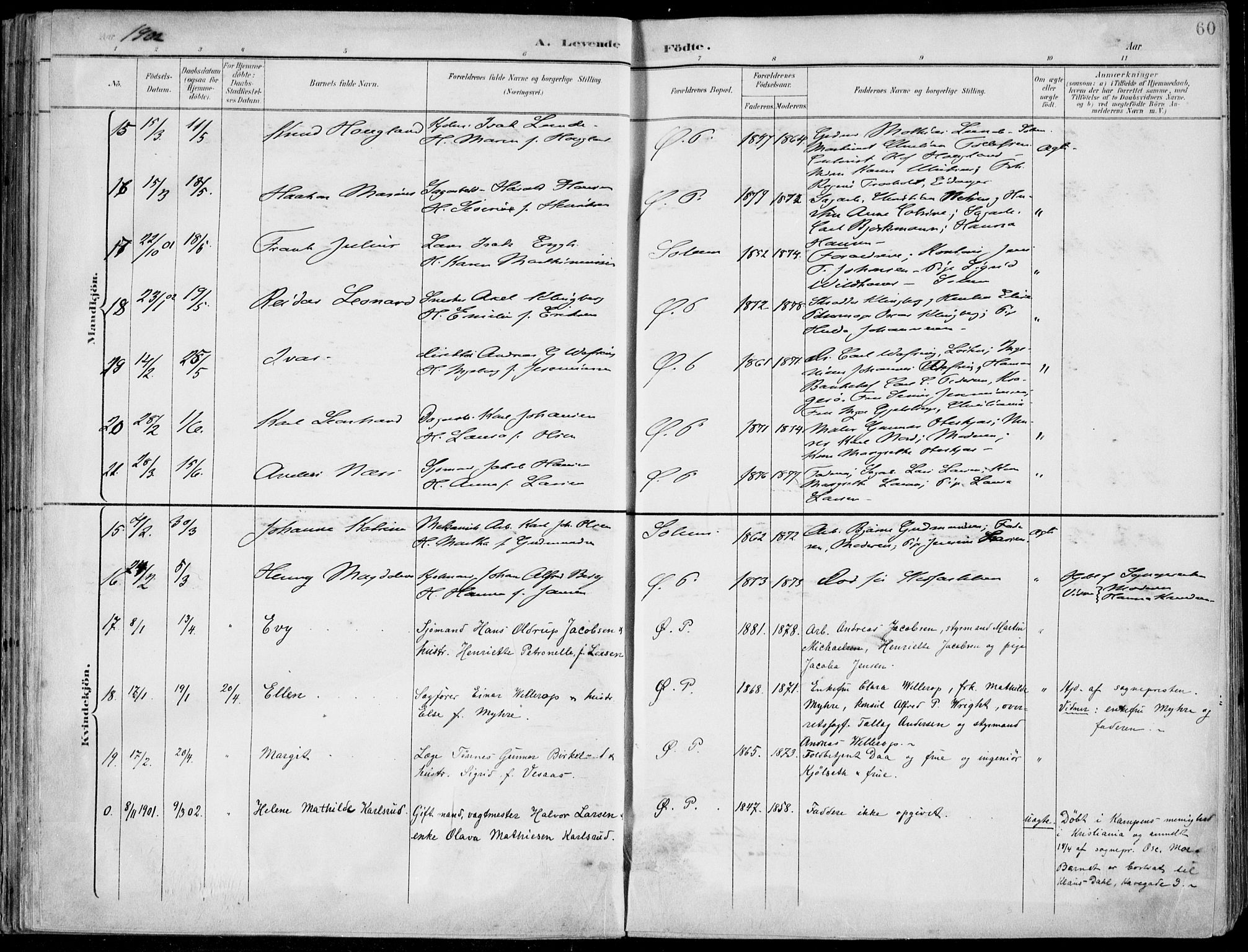 Porsgrunn kirkebøker , AV/SAKO-A-104/F/Fa/L0010: Ministerialbok nr. 10, 1895-1919, s. 60