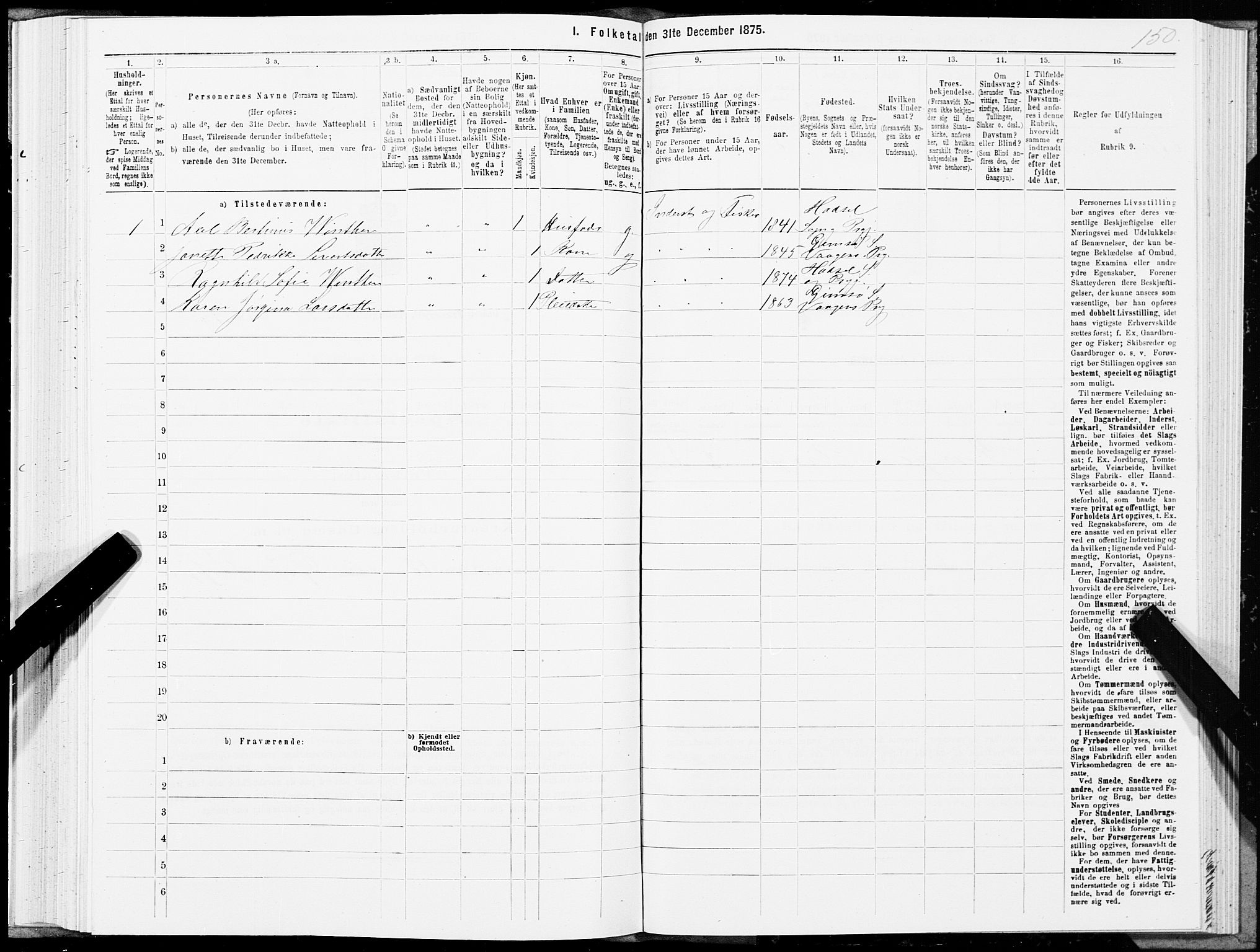 SAT, Folketelling 1875 for 1866P Hadsel prestegjeld, 1875, s. 2150