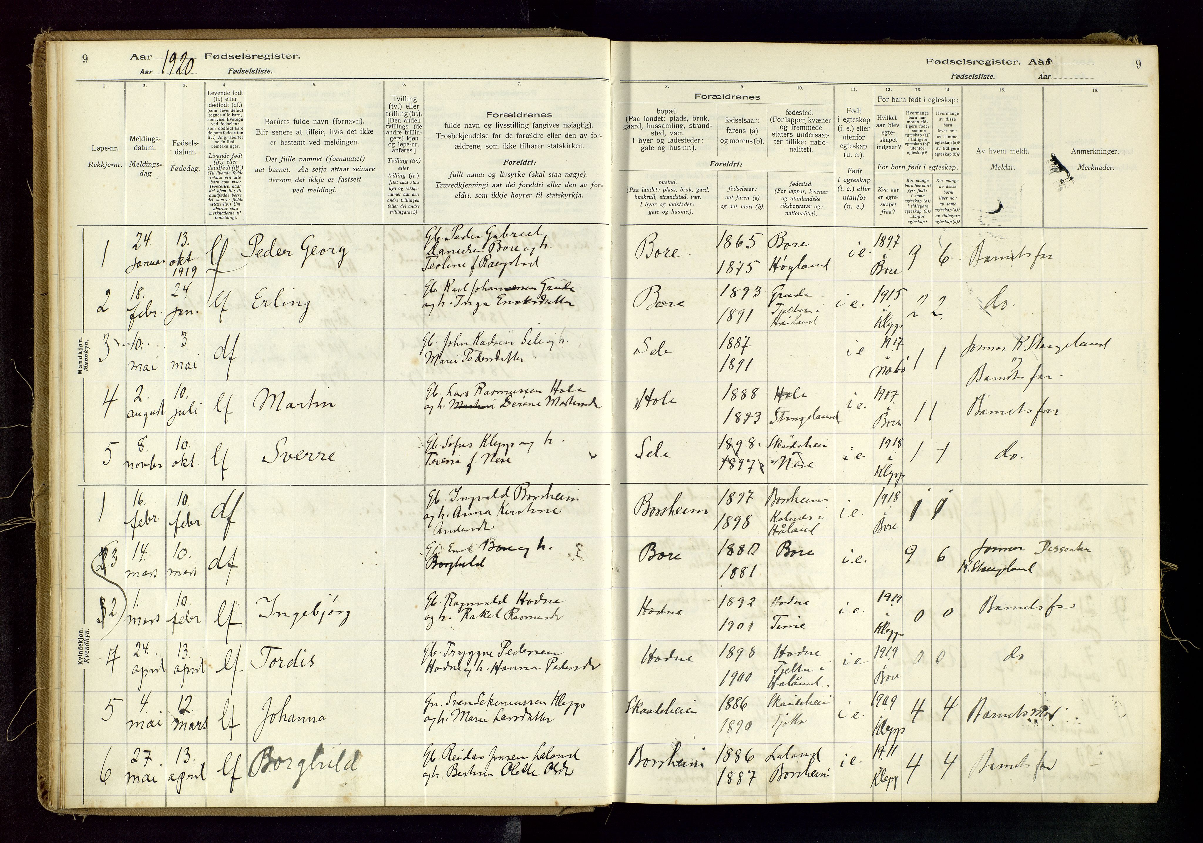 Klepp sokneprestkontor, SAST/A-101803/001/704BAB/L0001: Fødselsregister nr. 1, 1916-1976, s. 9