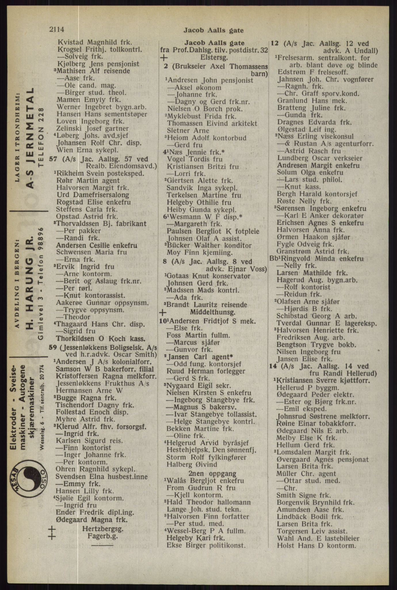 Kristiania/Oslo adressebok, PUBL/-, 1944, s. 2114