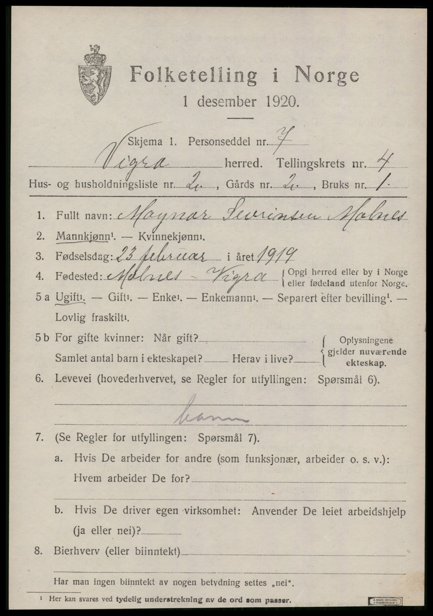 SAT, Folketelling 1920 for 1533 Vigra herred, 1920, s. 1760