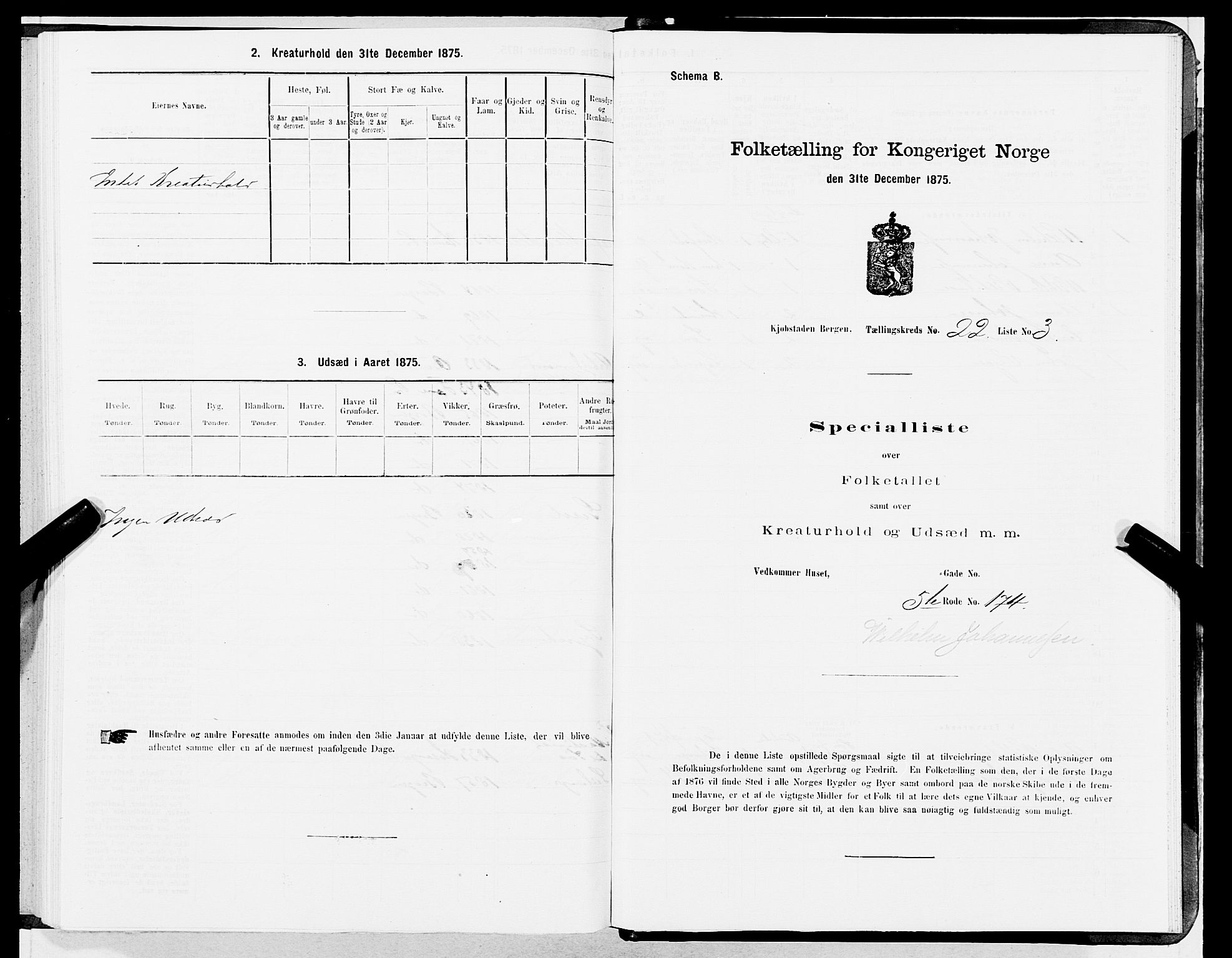 SAB, Folketelling 1875 for 1301 Bergen kjøpstad, 1875, s. 1121