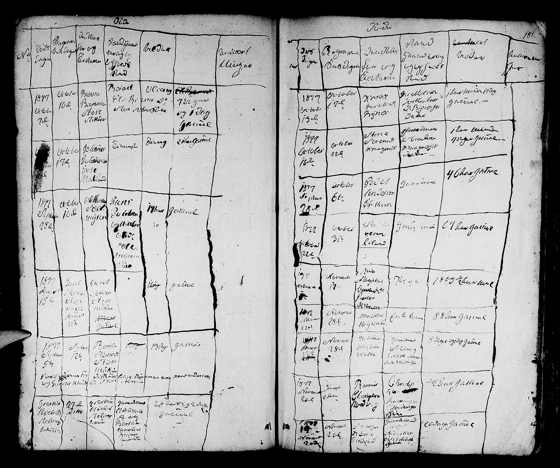 Fana Sokneprestembete, AV/SAB-A-75101/H/Hab/Habb/L0001: Klokkerbok nr. B 1, 1837-1855, s. 181