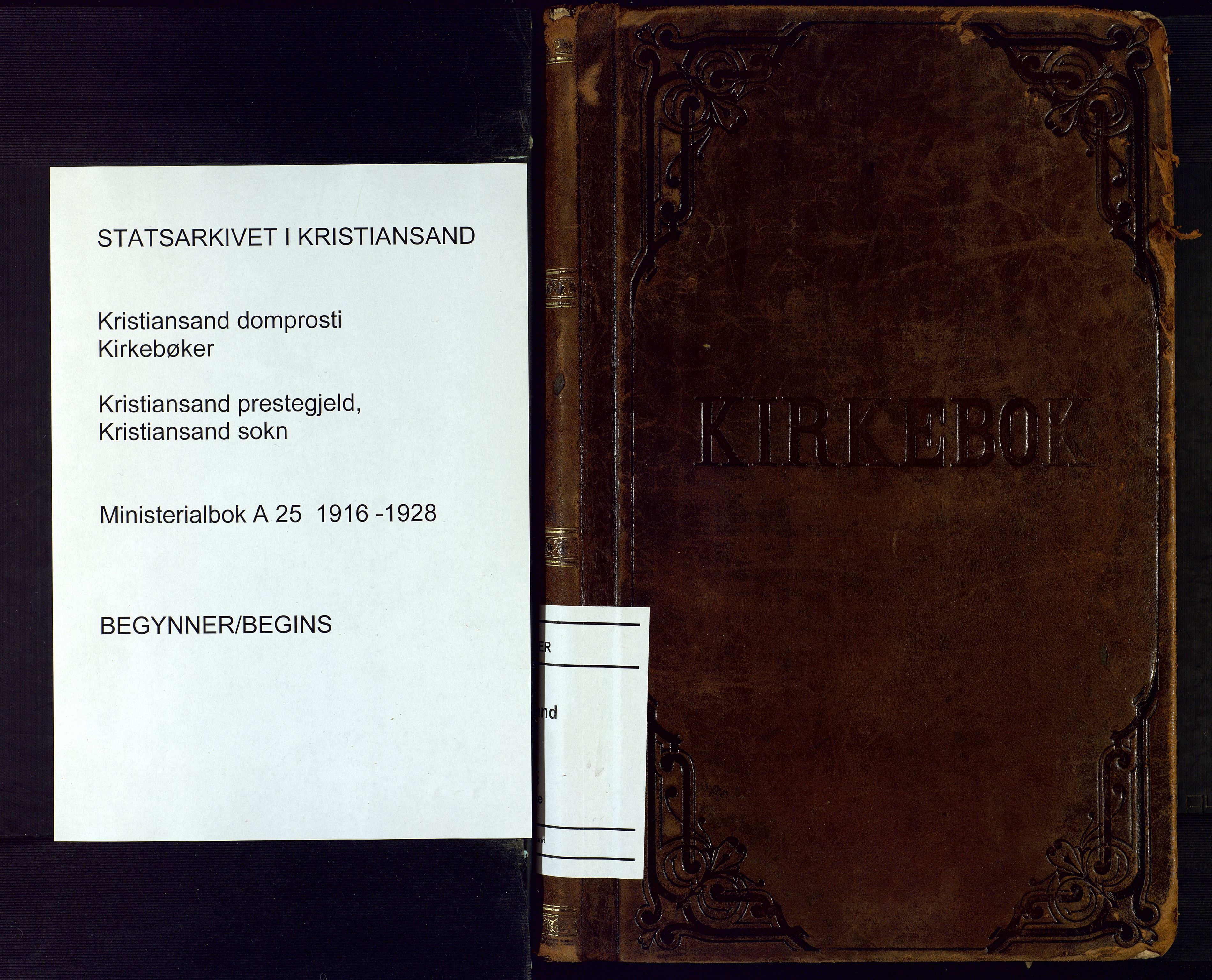 Kristiansand domprosti, SAK/1112-0006/F/Fa/L0026: Ministerialbok nr. A 25, 1916-1928