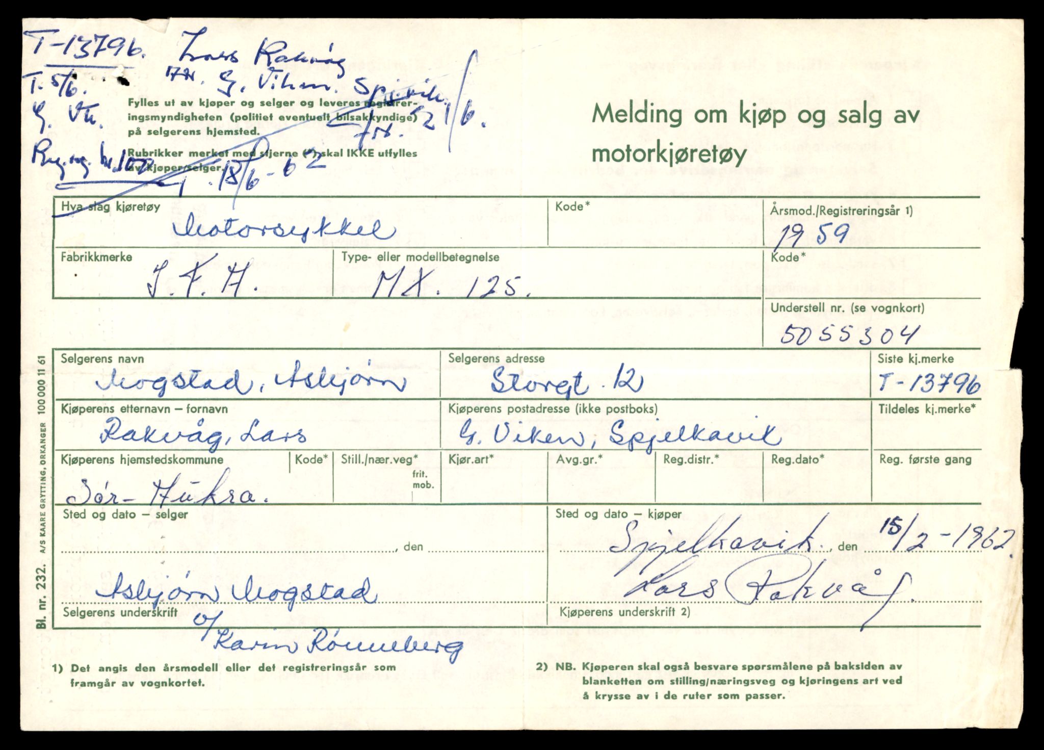 Møre og Romsdal vegkontor - Ålesund trafikkstasjon, AV/SAT-A-4099/F/Fe/L0041: Registreringskort for kjøretøy T 13710 - T 13905, 1927-1998, s. 1495