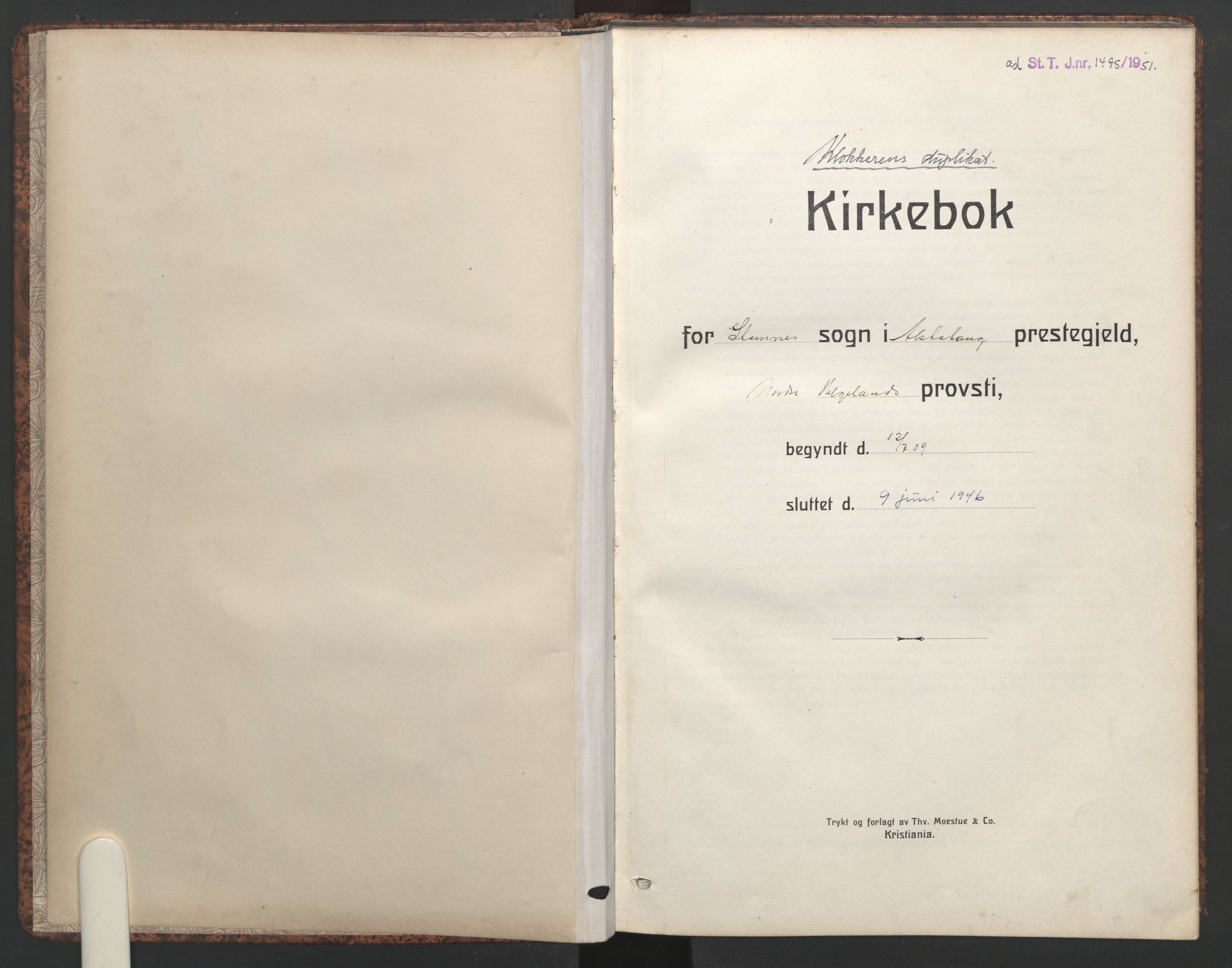 Ministerialprotokoller, klokkerbøker og fødselsregistre - Nordland, AV/SAT-A-1459/831/L0480: Klokkerbok nr. 831C07, 1909-1946