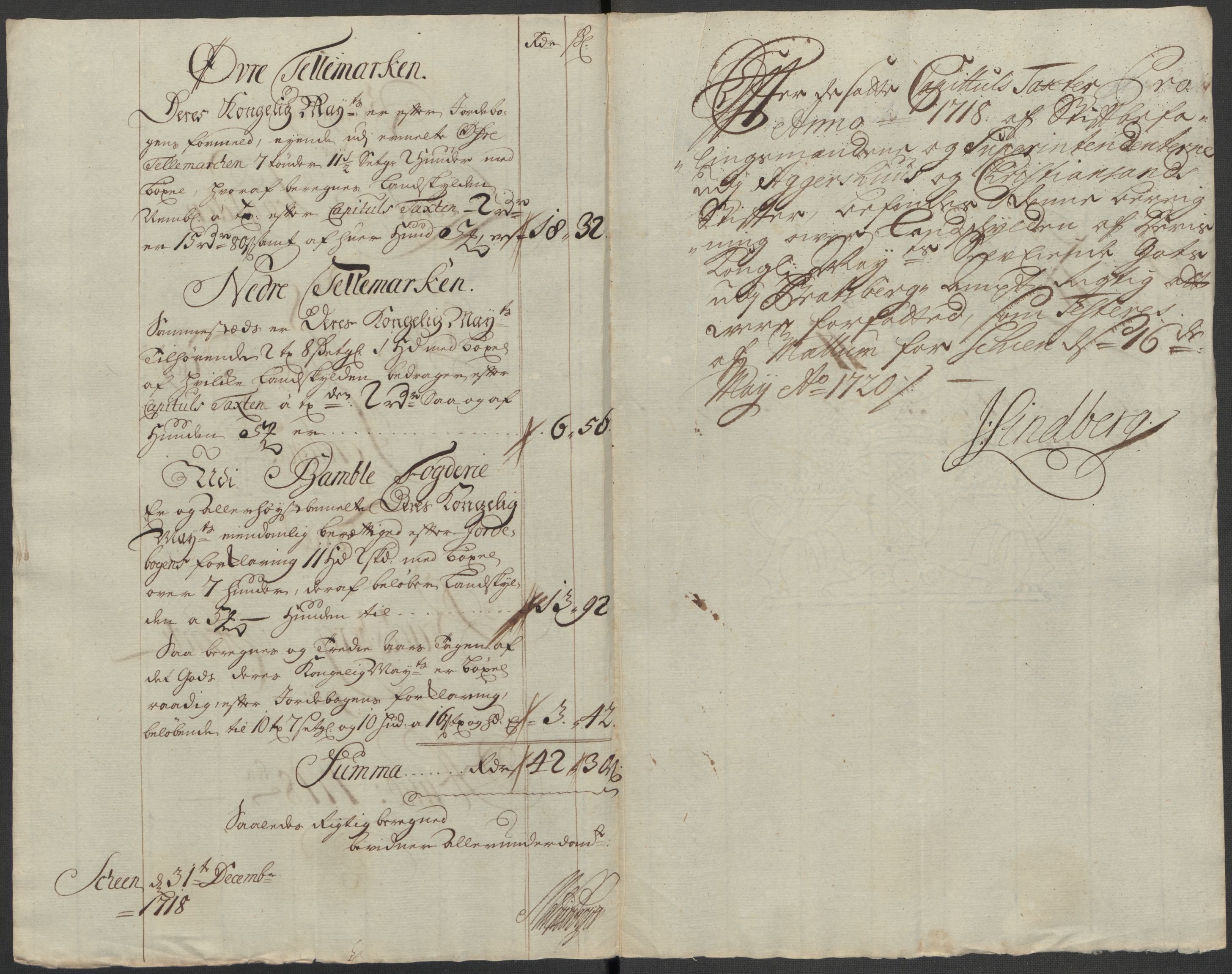 Rentekammeret inntil 1814, Reviderte regnskaper, Fogderegnskap, RA/EA-4092/R36/L2130: Fogderegnskap Øvre og Nedre Telemark og Bamble, 1718, s. 163