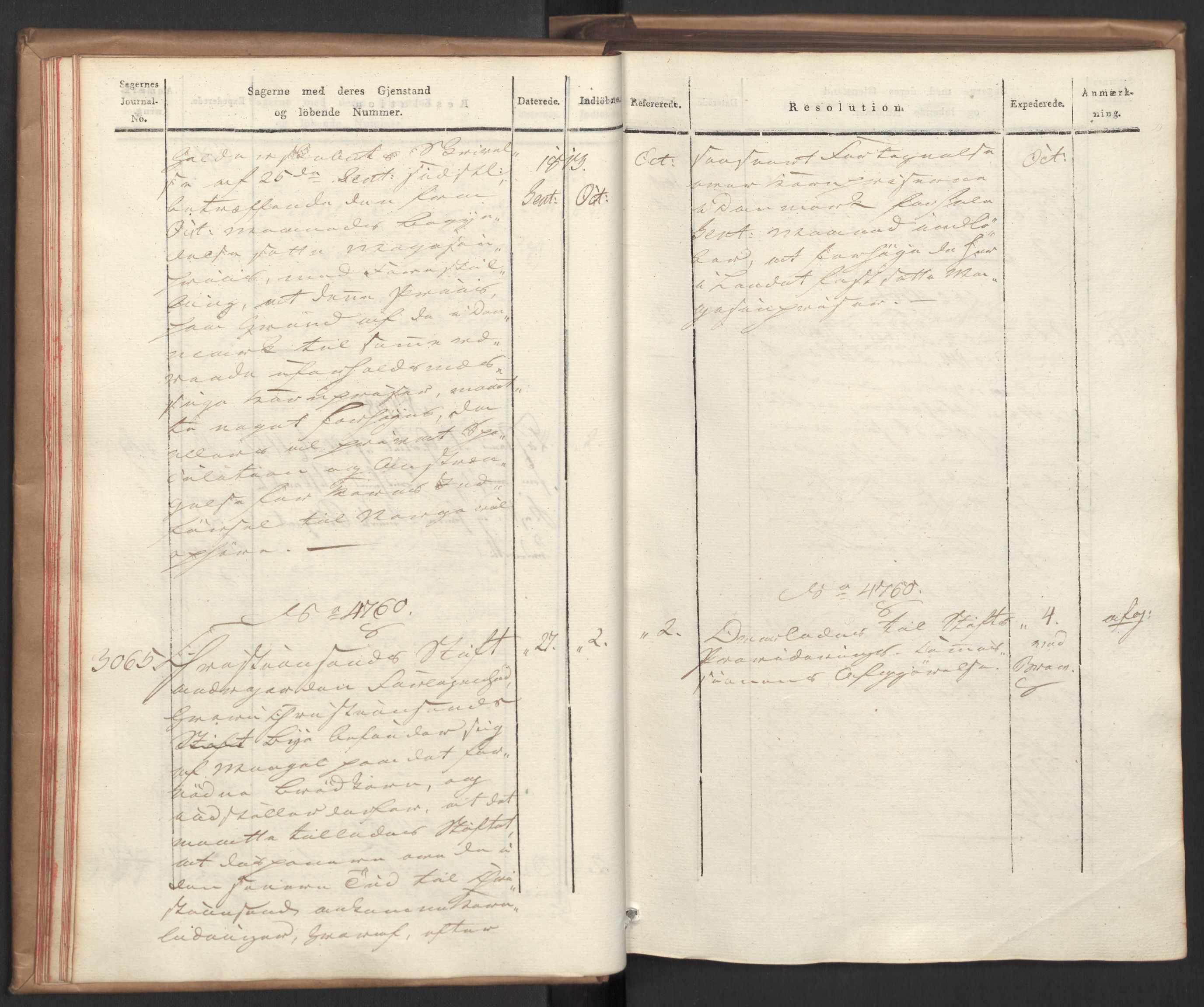 Stattholderembetet 1810-1814, 2. kontor (Kontor B), AV/RA-EA-5432/Ab/L0008: Referatprotokoll,  j.nr. 3043-3538,  l.nr. 4732-5314, 1813, s. 19