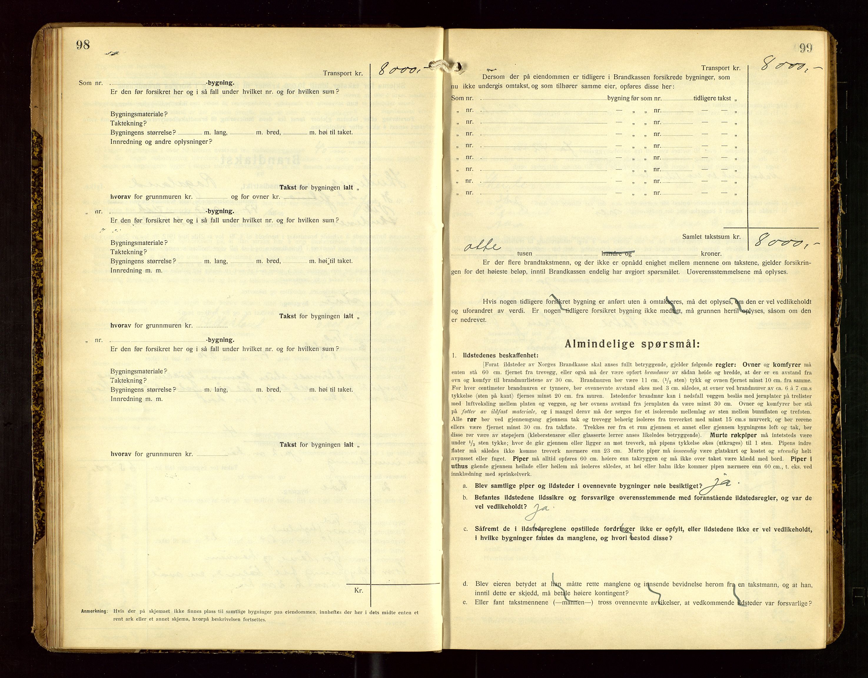 Skudenes lensmannskontor, SAST/A-100444/Gob/L0002: "Brandtakstprotokoll", 1925-1952, s. 98-99
