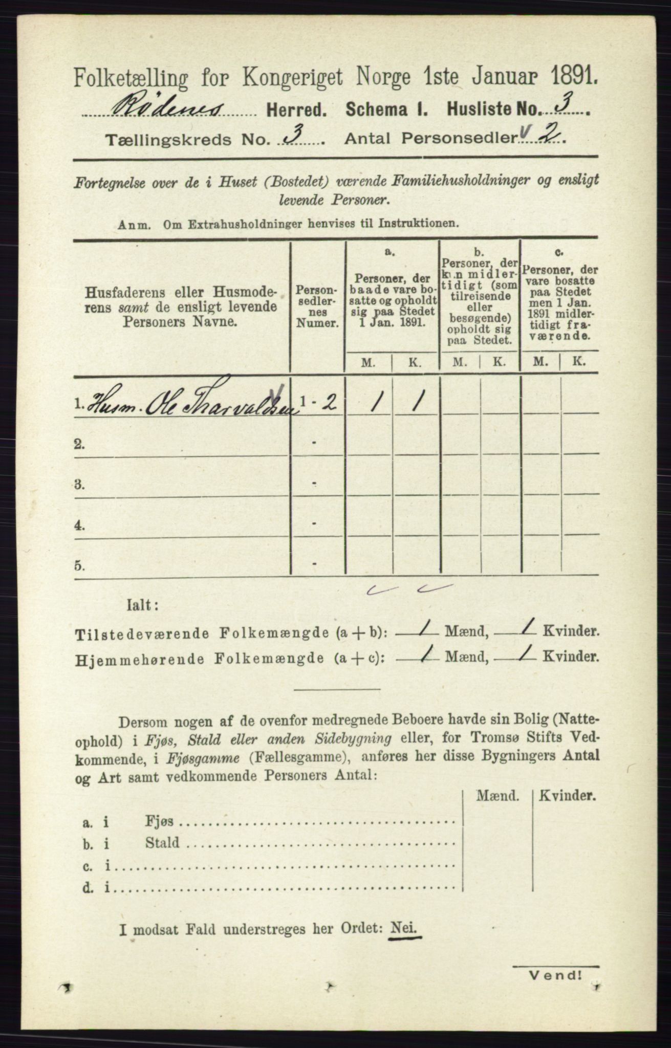 RA, Folketelling 1891 for 0120 Rødenes herred, 1891, s. 1129