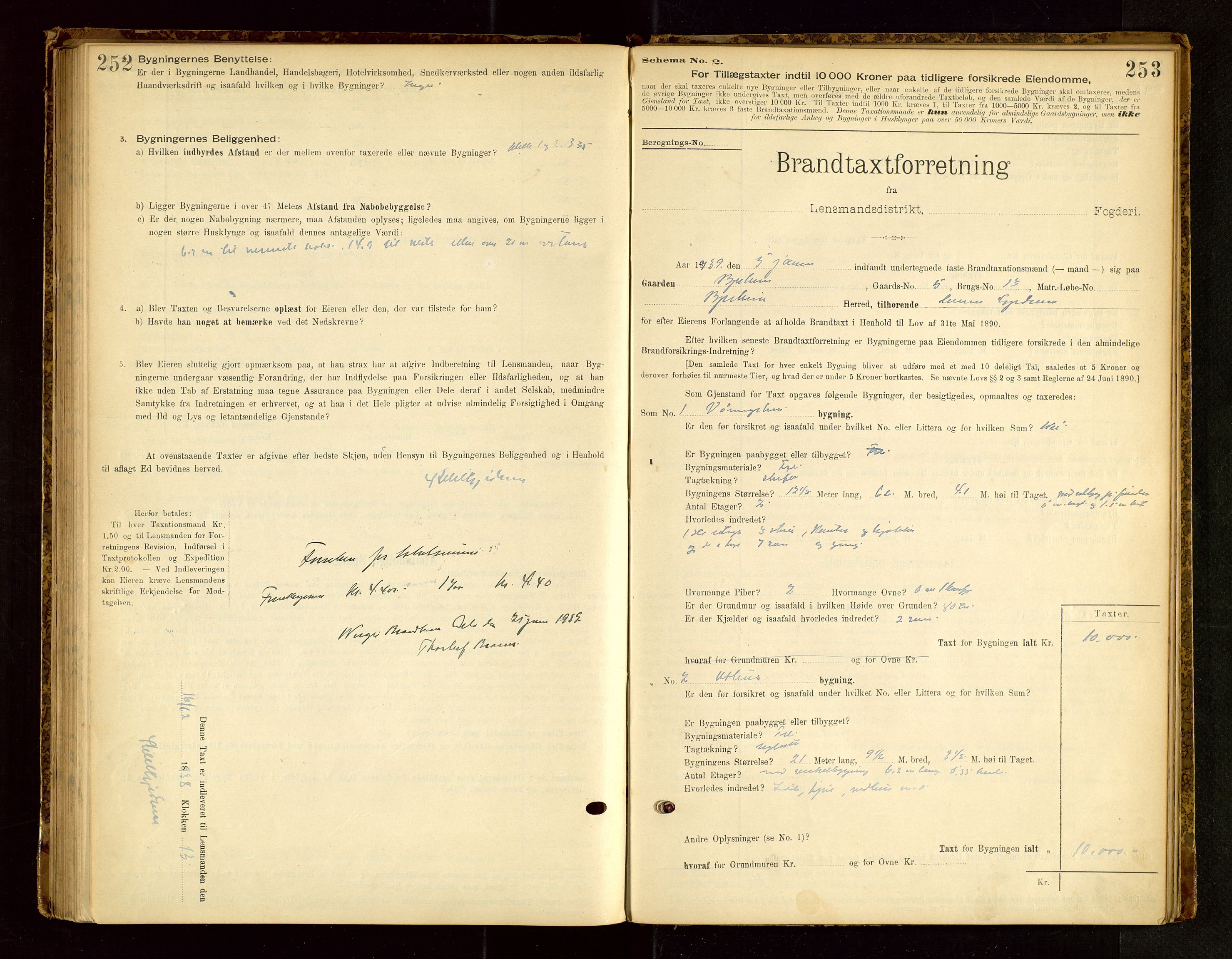 Bjerkreim lensmannskontor, SAST/A-100090/Gob/L0001: "Brandtaxationsprotokol", 1895-1950, s. 252-253
