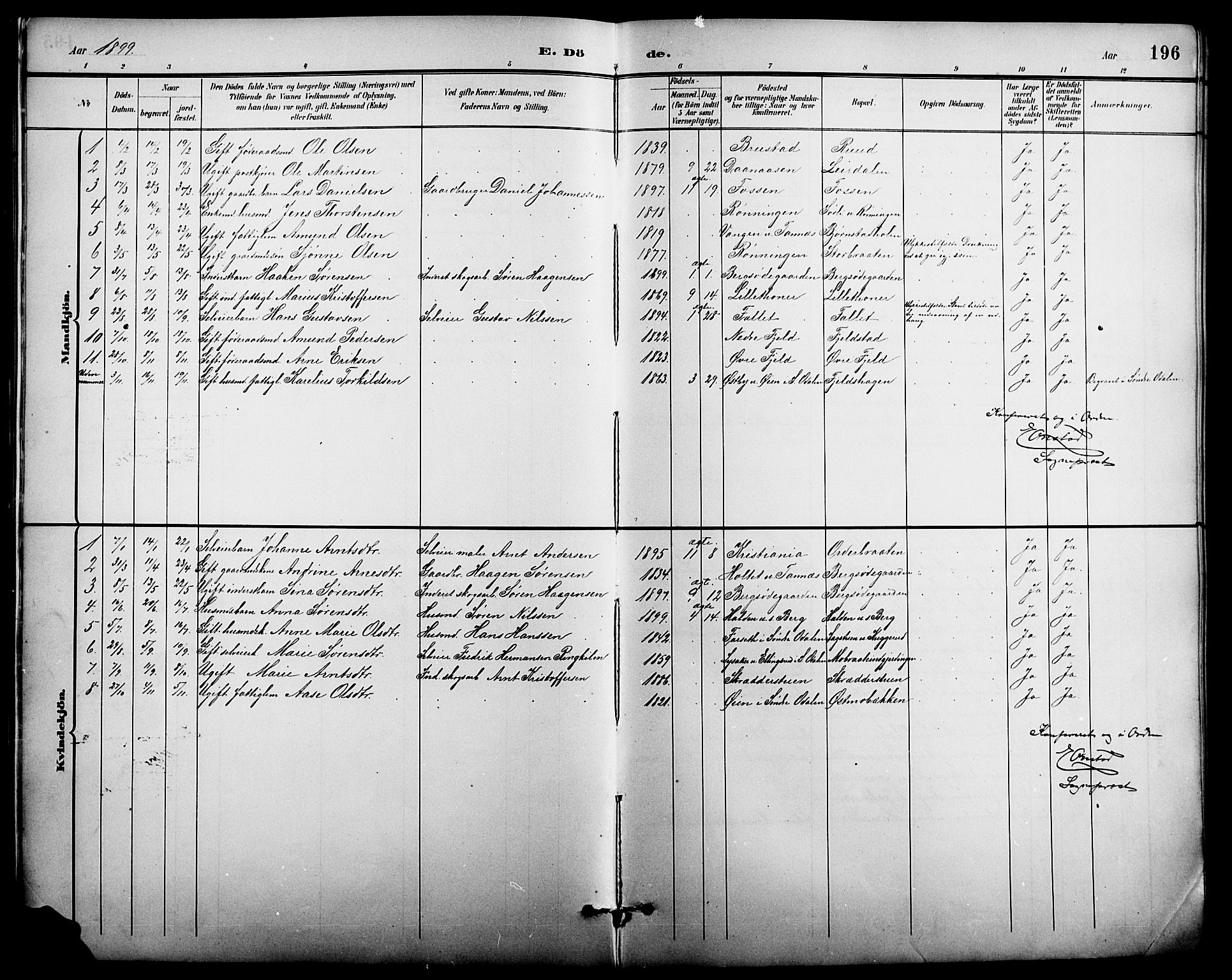 Nord-Odal prestekontor, AV/SAH-PREST-032/H/Ha/Hab/L0002: Klokkerbok nr. 2, 1895-1921, s. 196